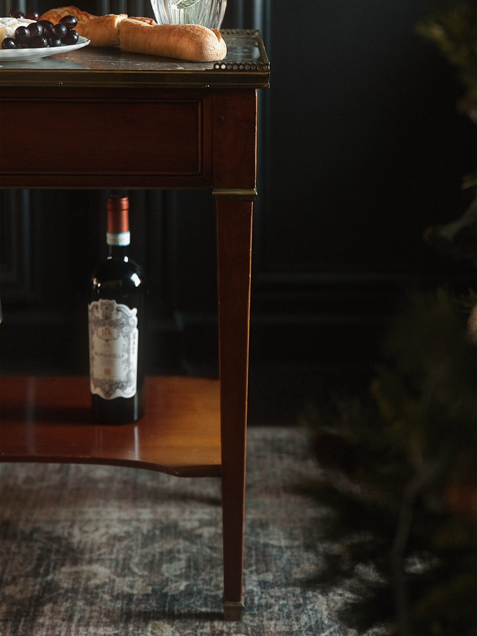 French Louis XVI Marble-Top Serving Table With Brass Gallery