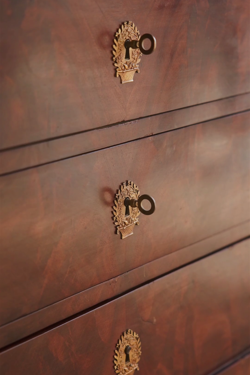 19th Century French Empire Mahogany Commode with Black Marble Top