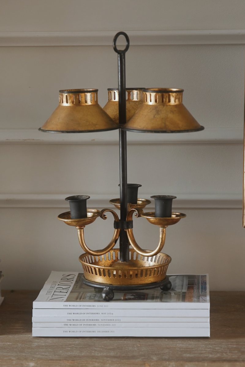 Late 19th Century French Gilt Tôle Bouillotte Candelabra