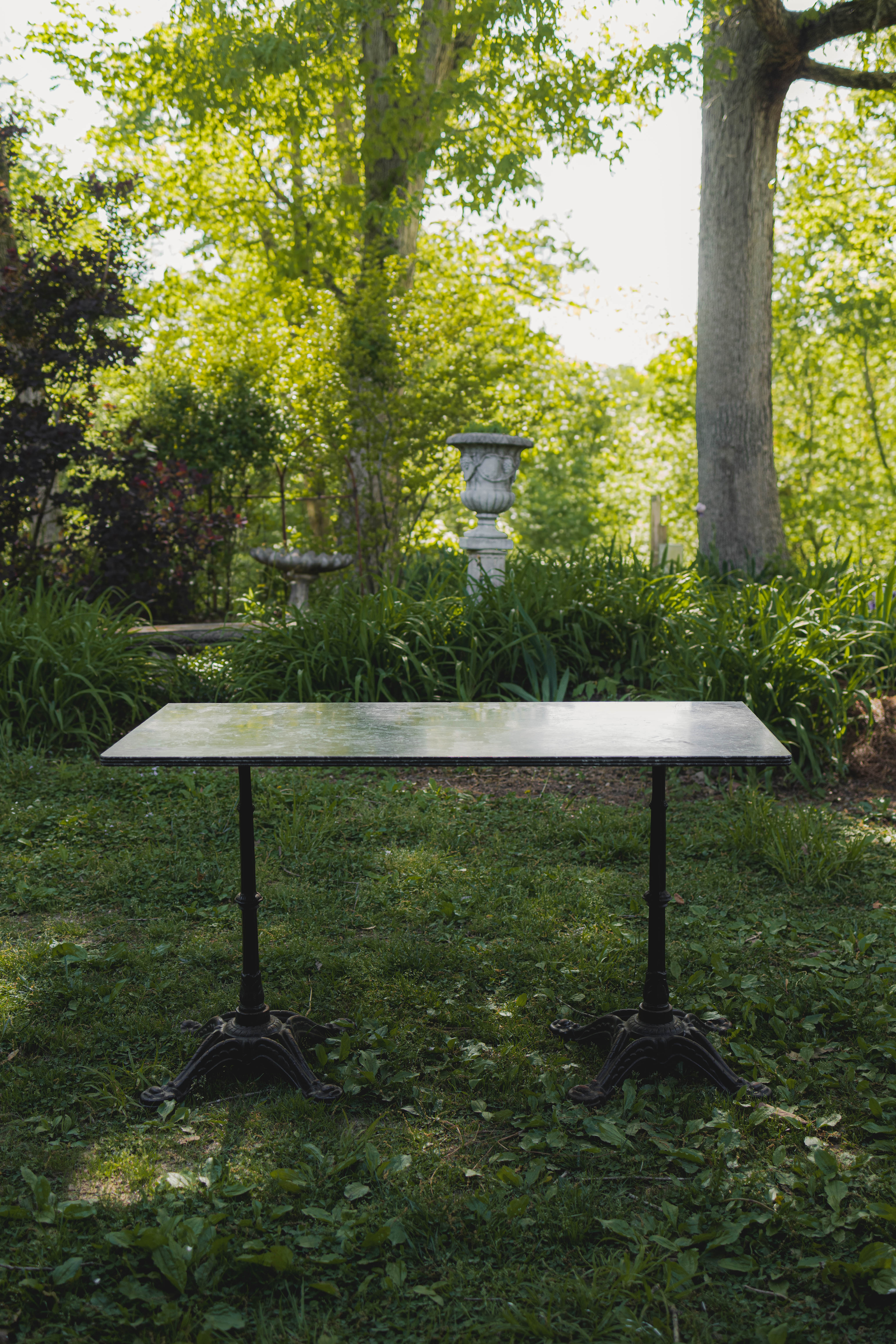French Black Marble Top Garden Table