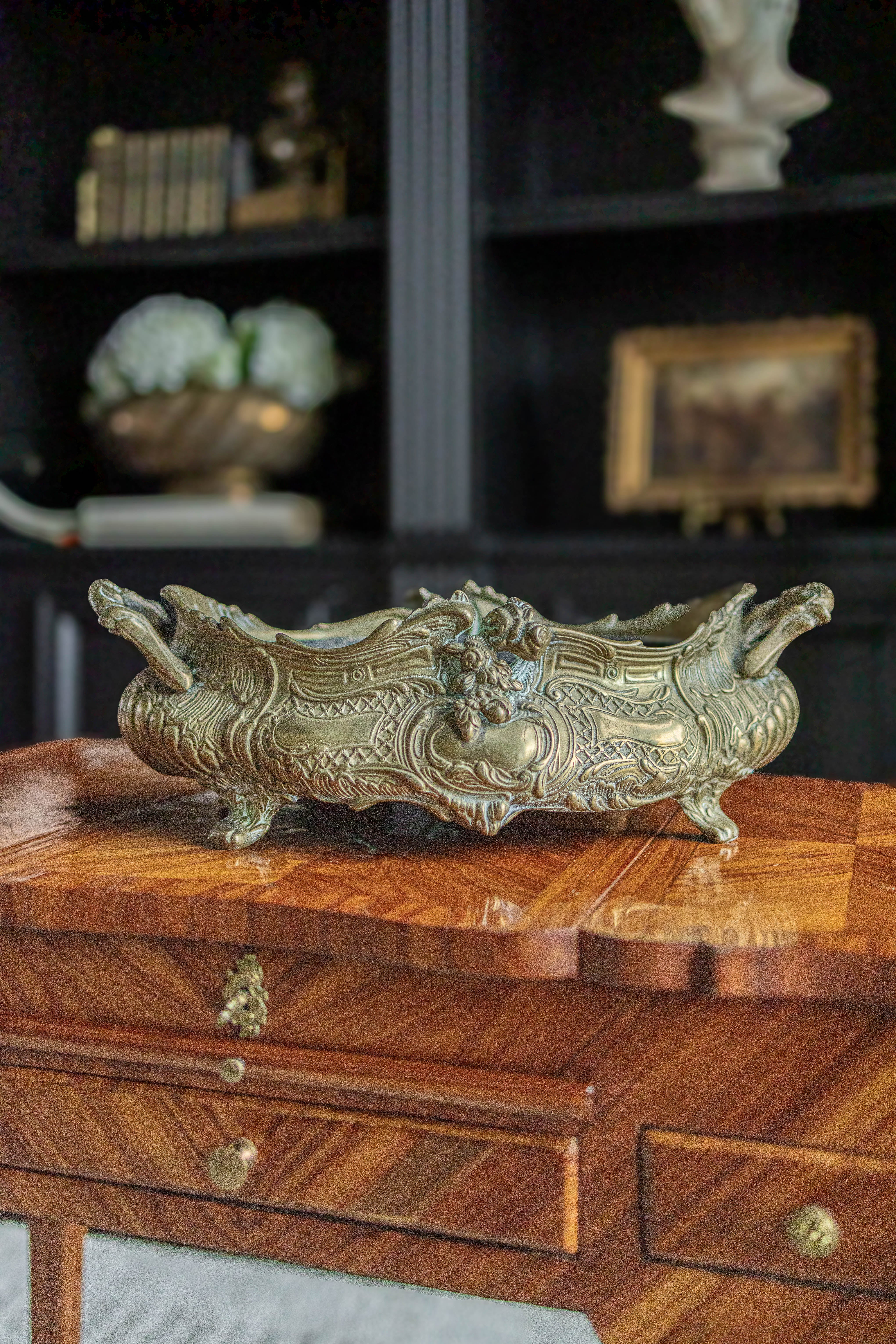 19th Century French Bronze Jardinere with Insert