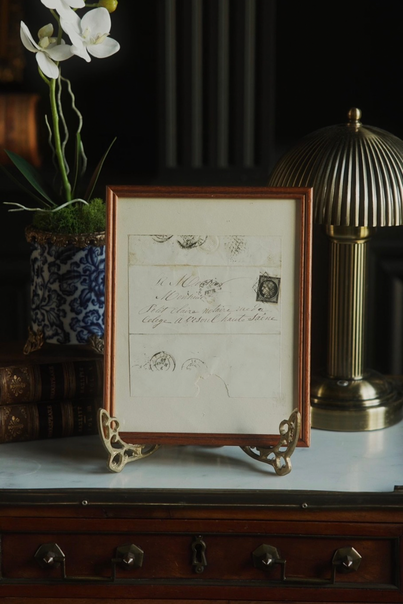 1850s - 60's Framed French Second Empire Postal Cover With Napoleon III Stamp