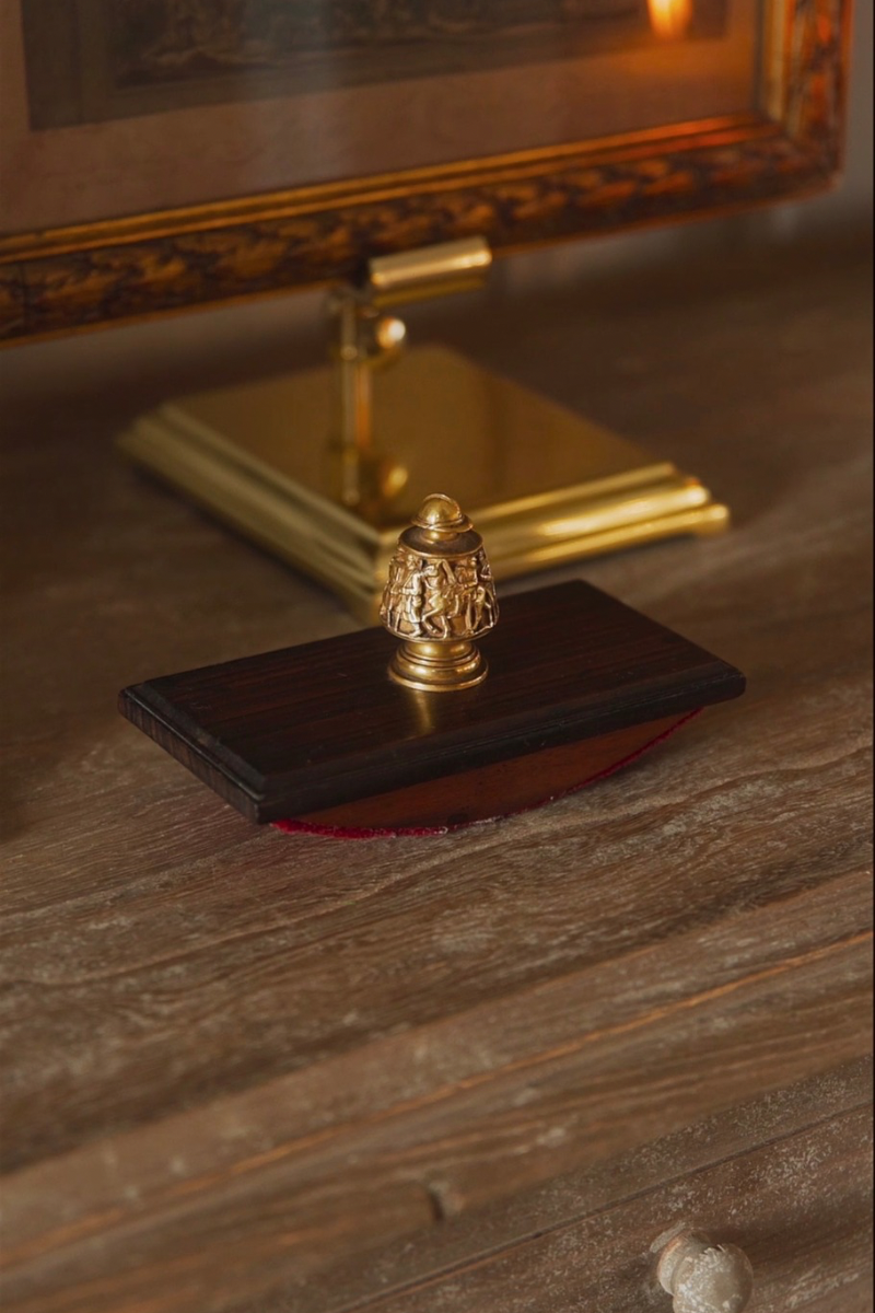 French Bronze Desk Blotter with Figural Finial by Vever - Paris