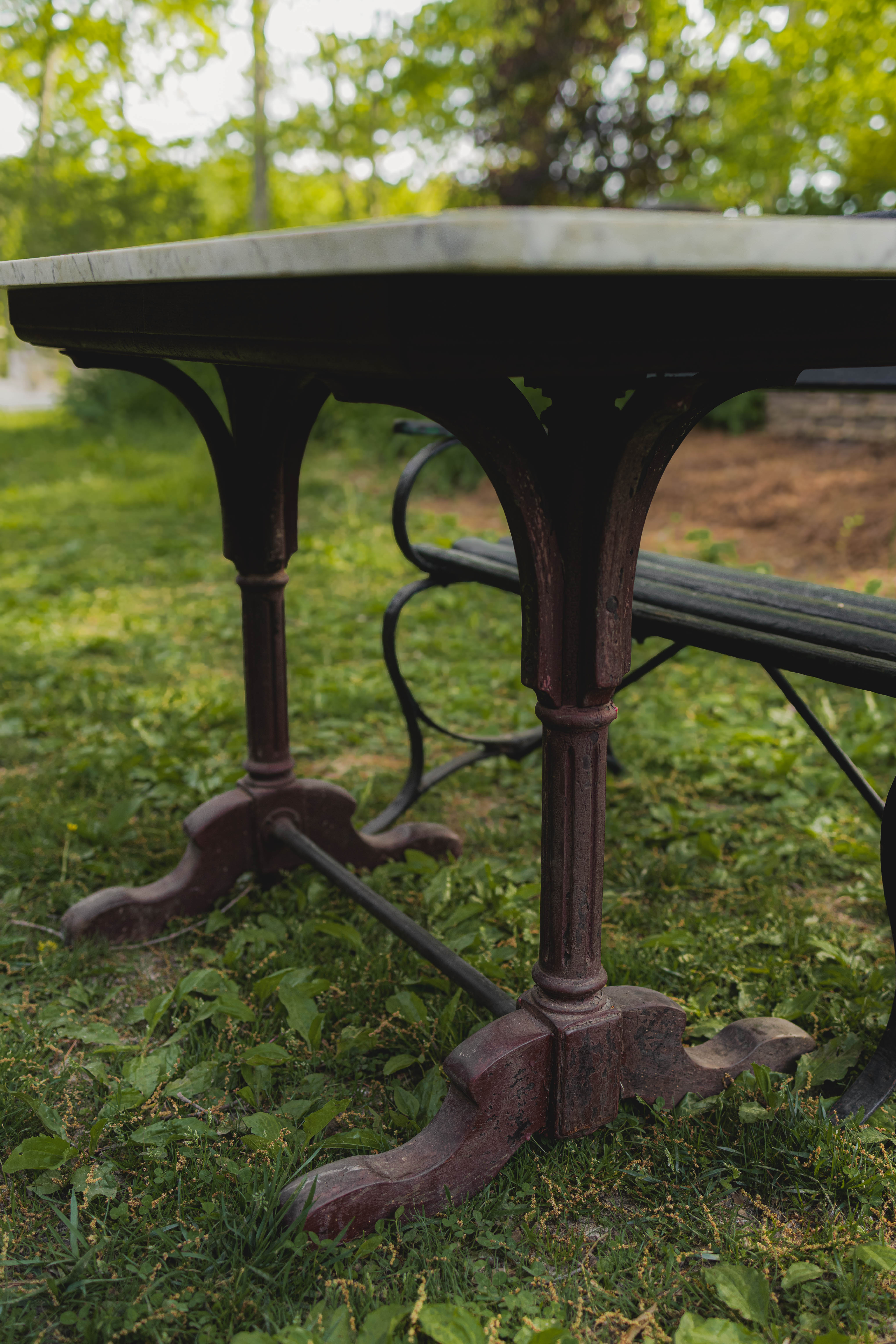 White Marble Top Garden Table