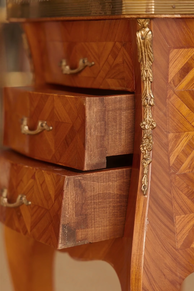 19th Century French Louis XV–Style Parquetry Side Table