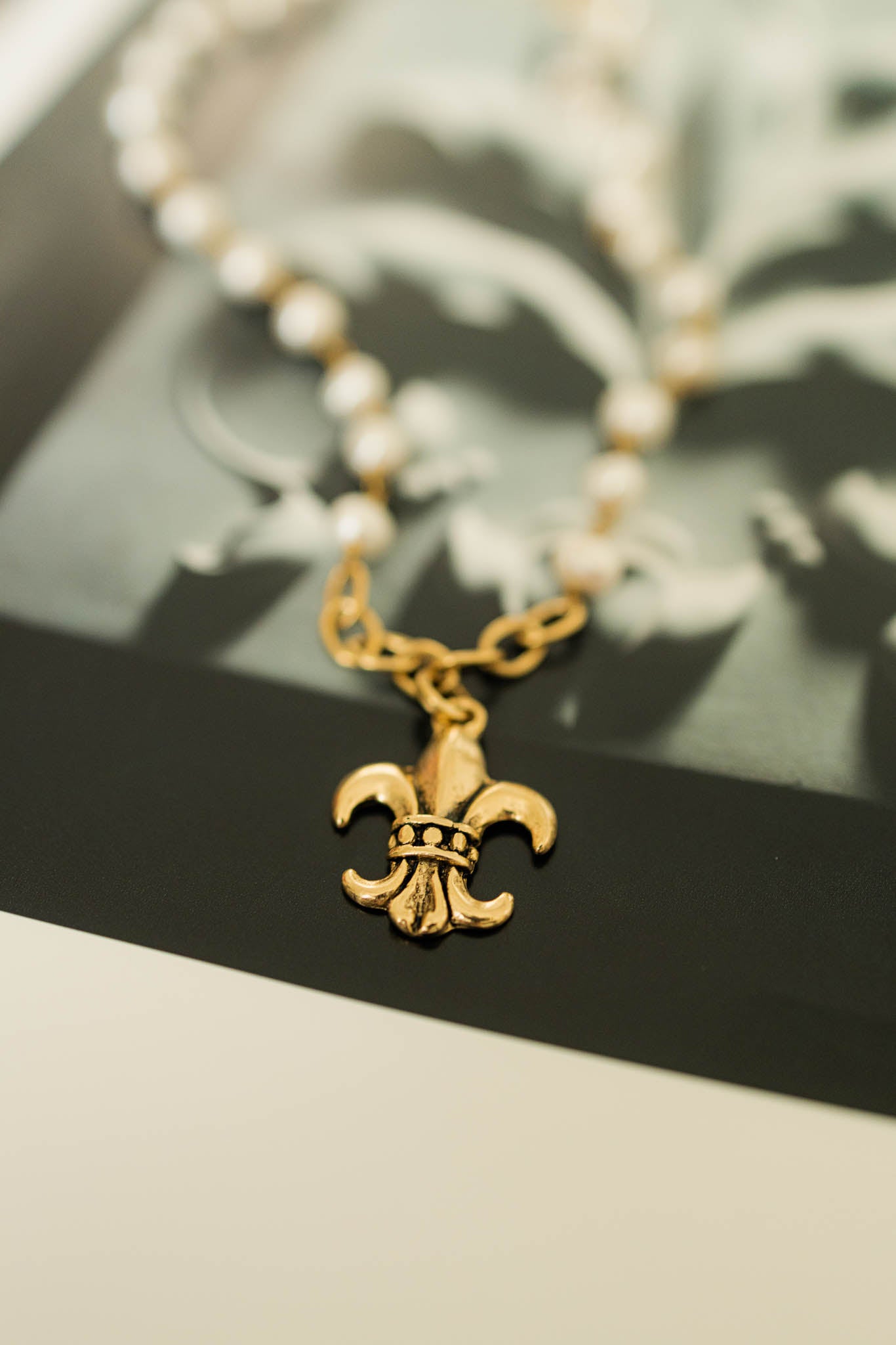 Fleur De Lis Pearl Necklace
