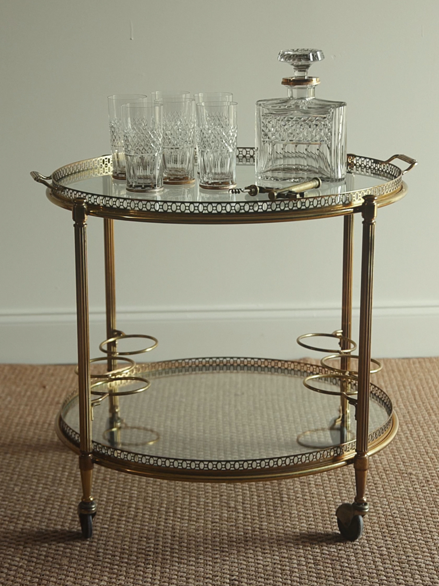 Parisian Brass & Glass Bar Trolley