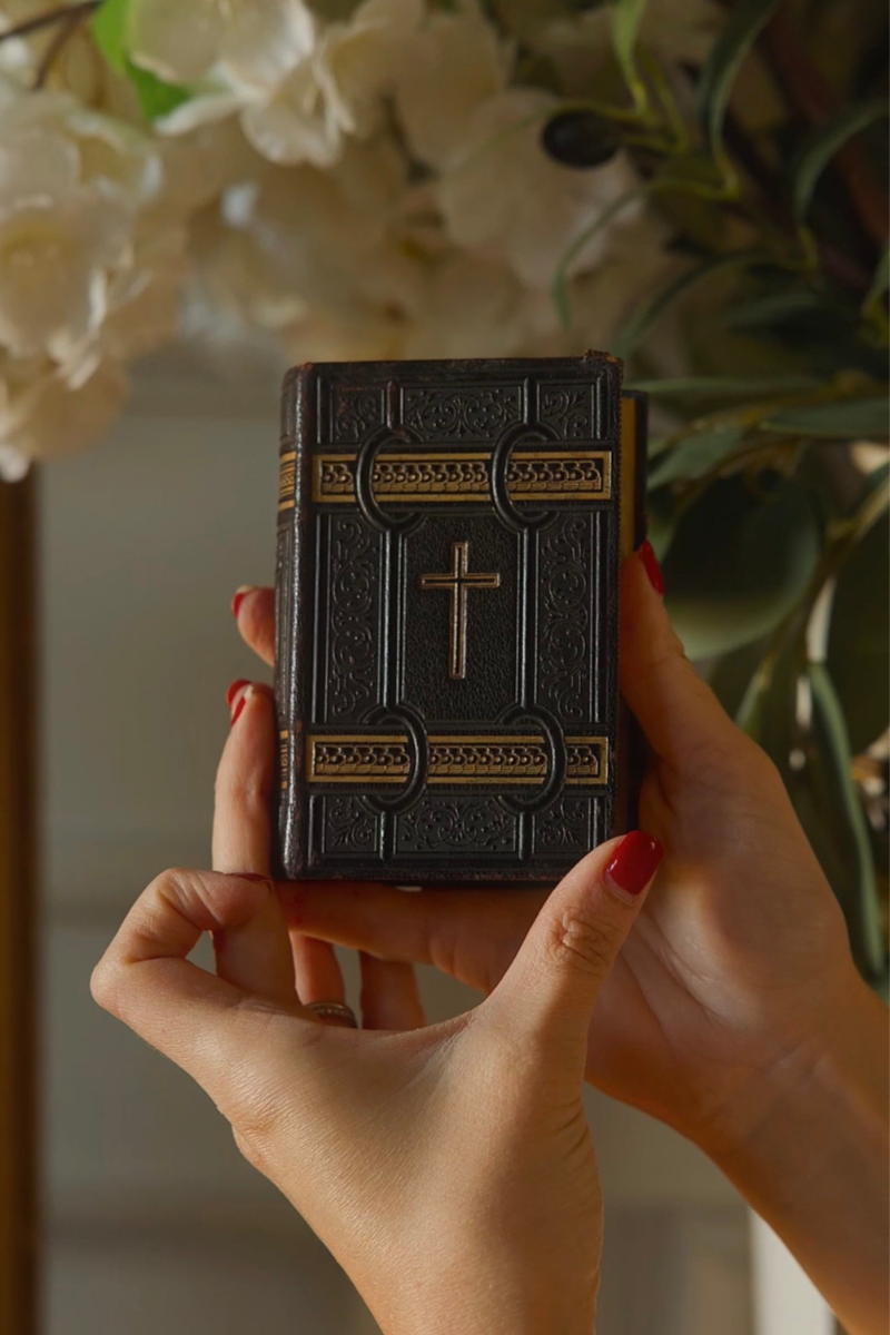 1877 German Catholic Prayer Book with Embossed Gilt Binding