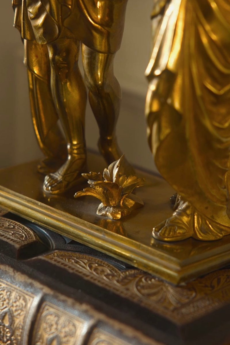19th-Century Bronze Allegorical Group with Mercury