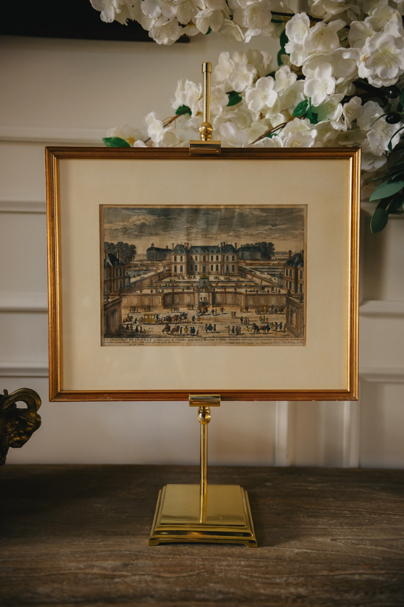 19th C. French Hand Colored Architectural Engraving of the Chateau de Chaulnes