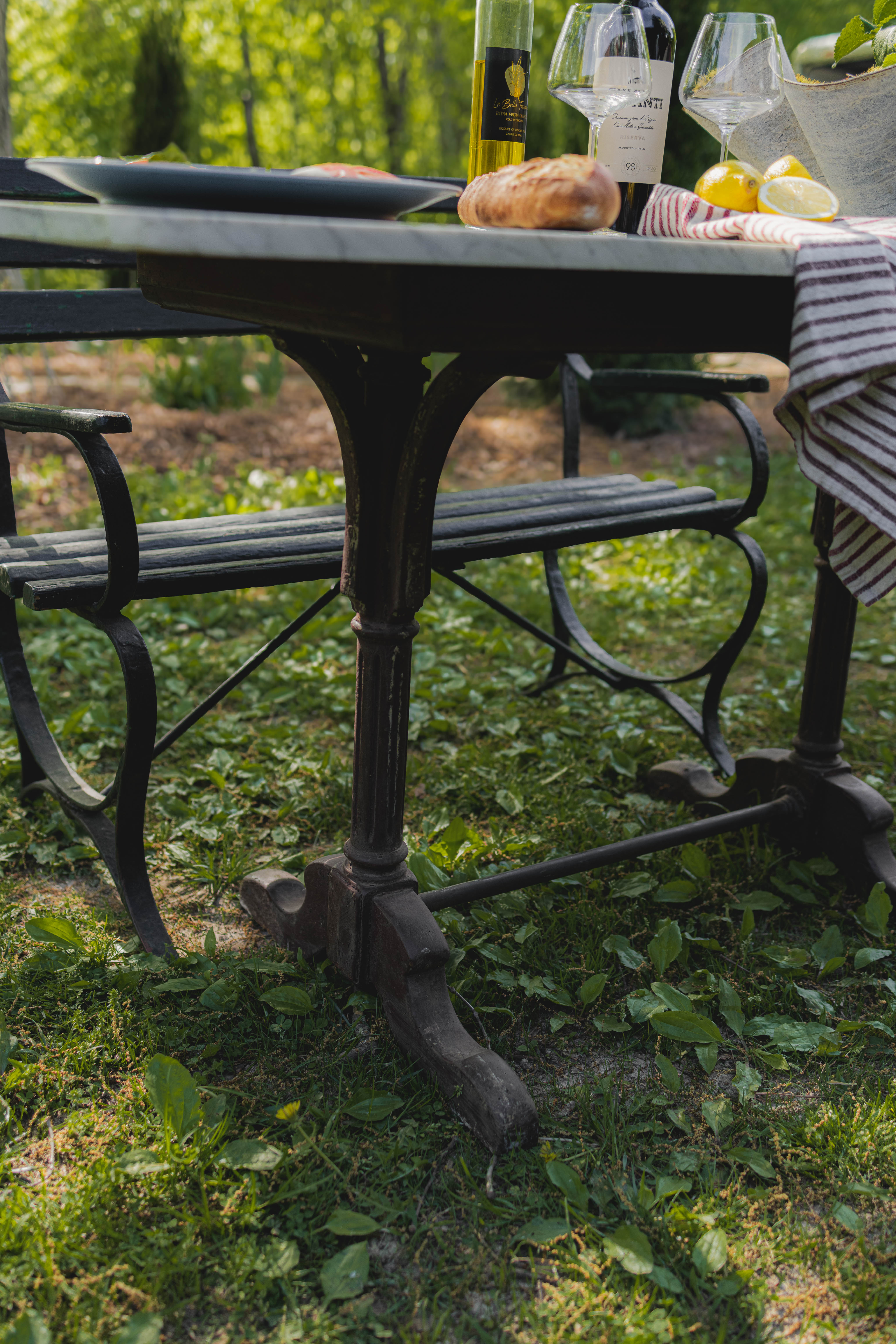 White Marble Top Garden Table