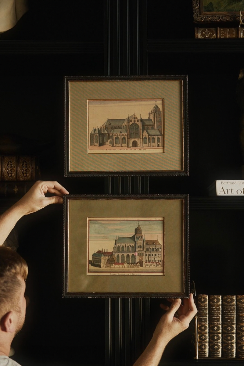 Pair of Architectural Engravings of Bruges Churches