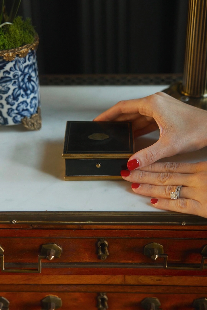 19th-Century French-Inscribed Postage Stamp Box