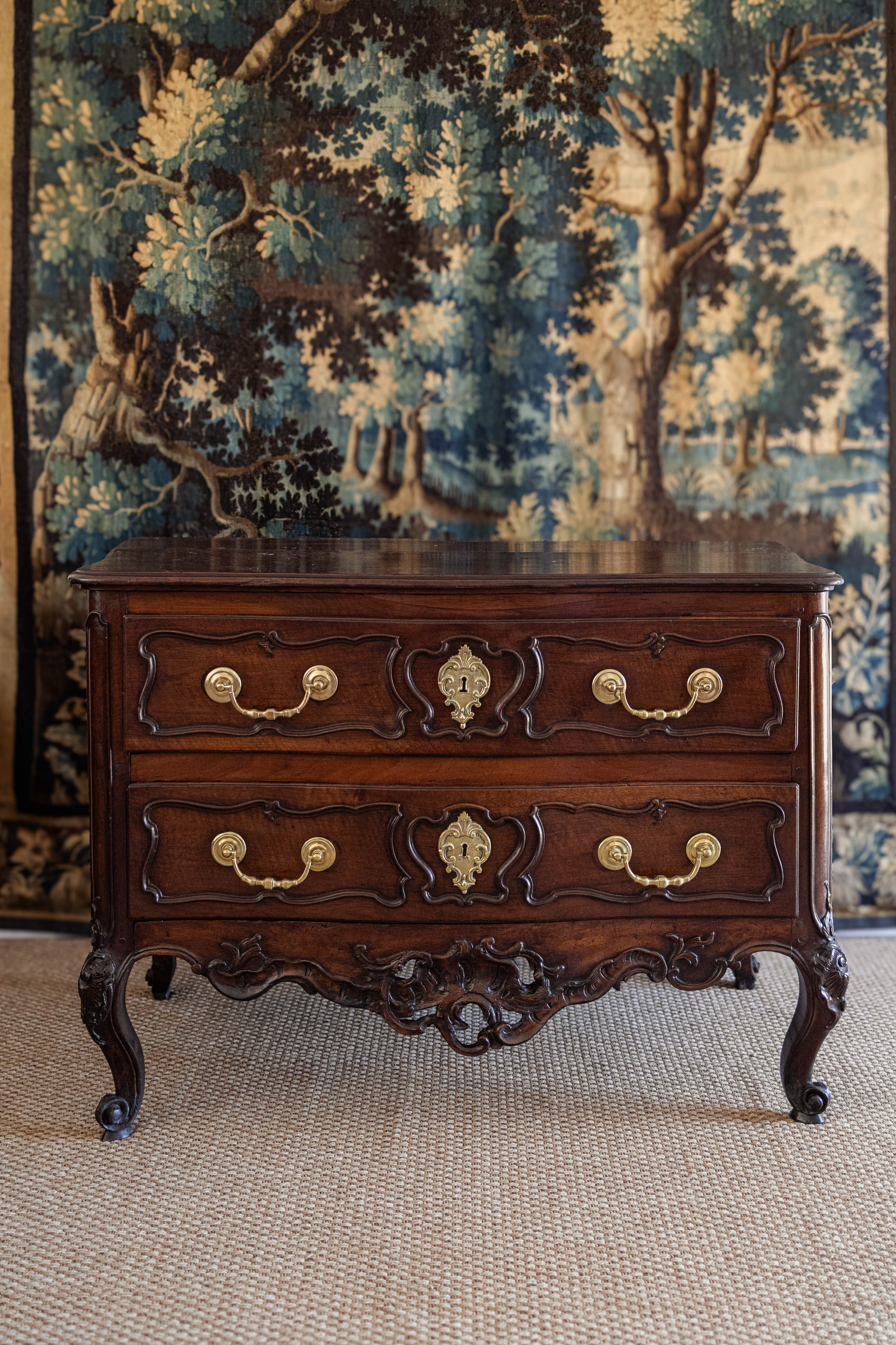 1740s Louis XV Carved Walnut Commode