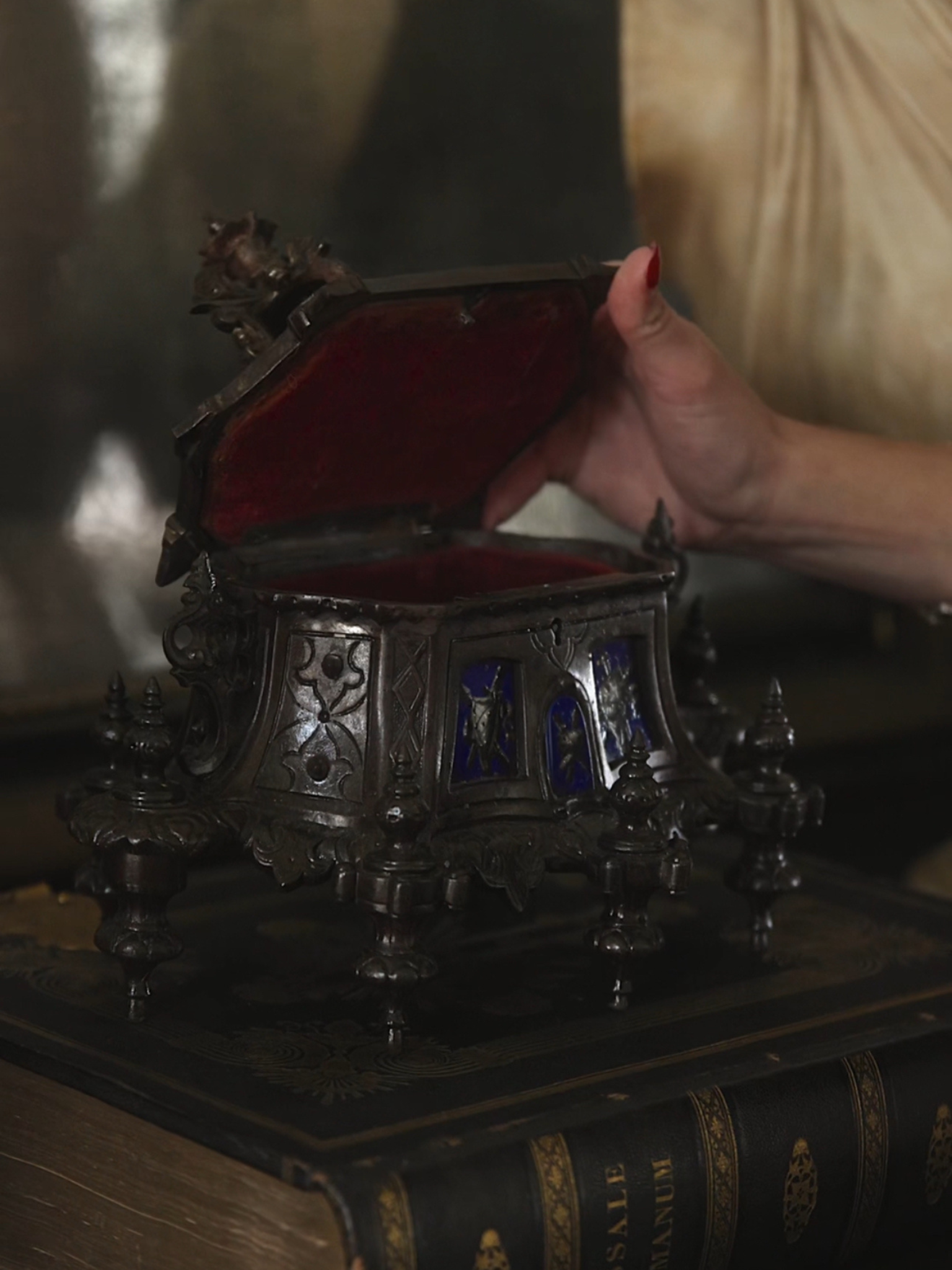 19th Century Casket With Hand Painted Porcelain Accents