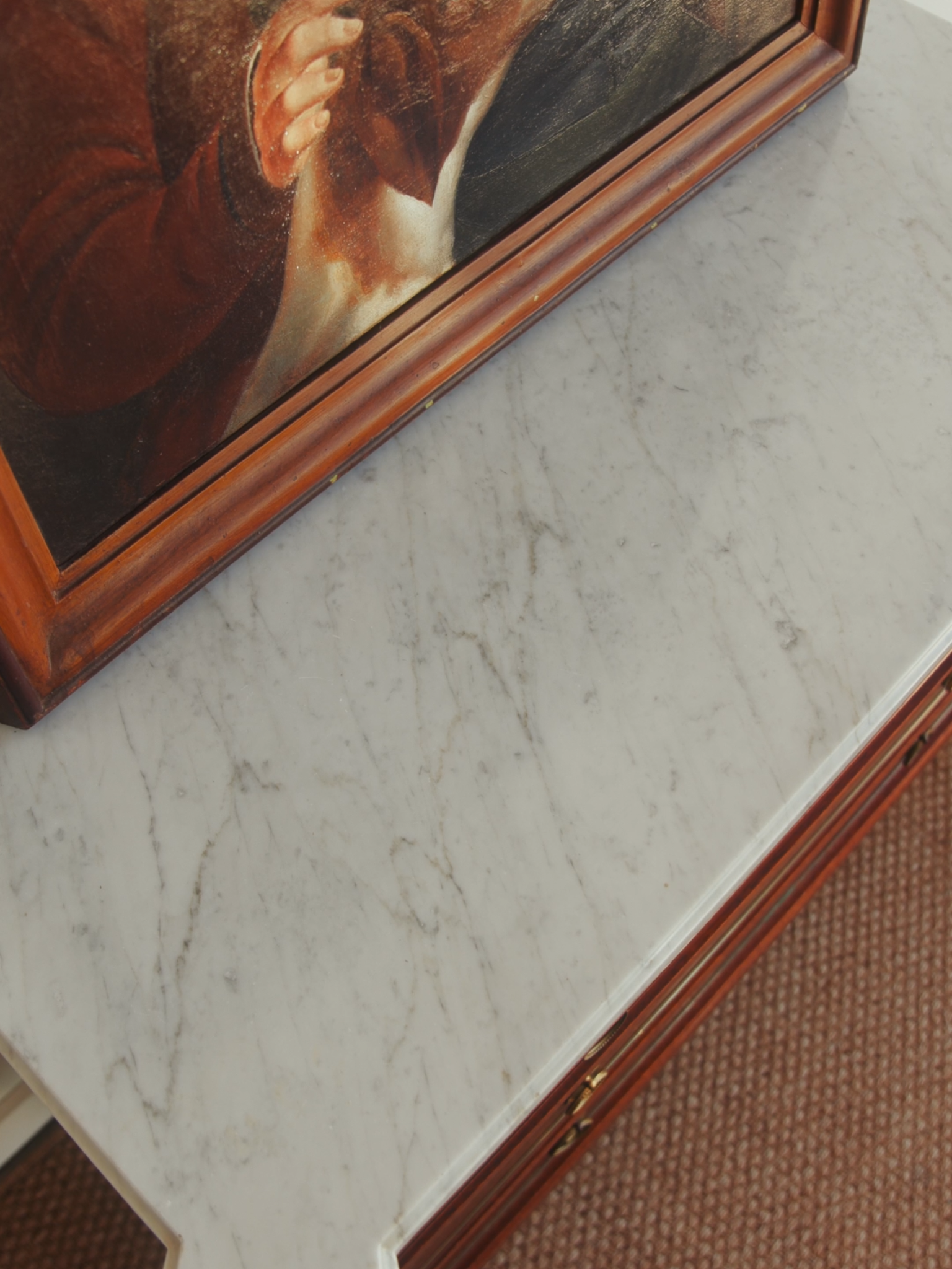 White Marble Top Louis Phillipe Style Commode