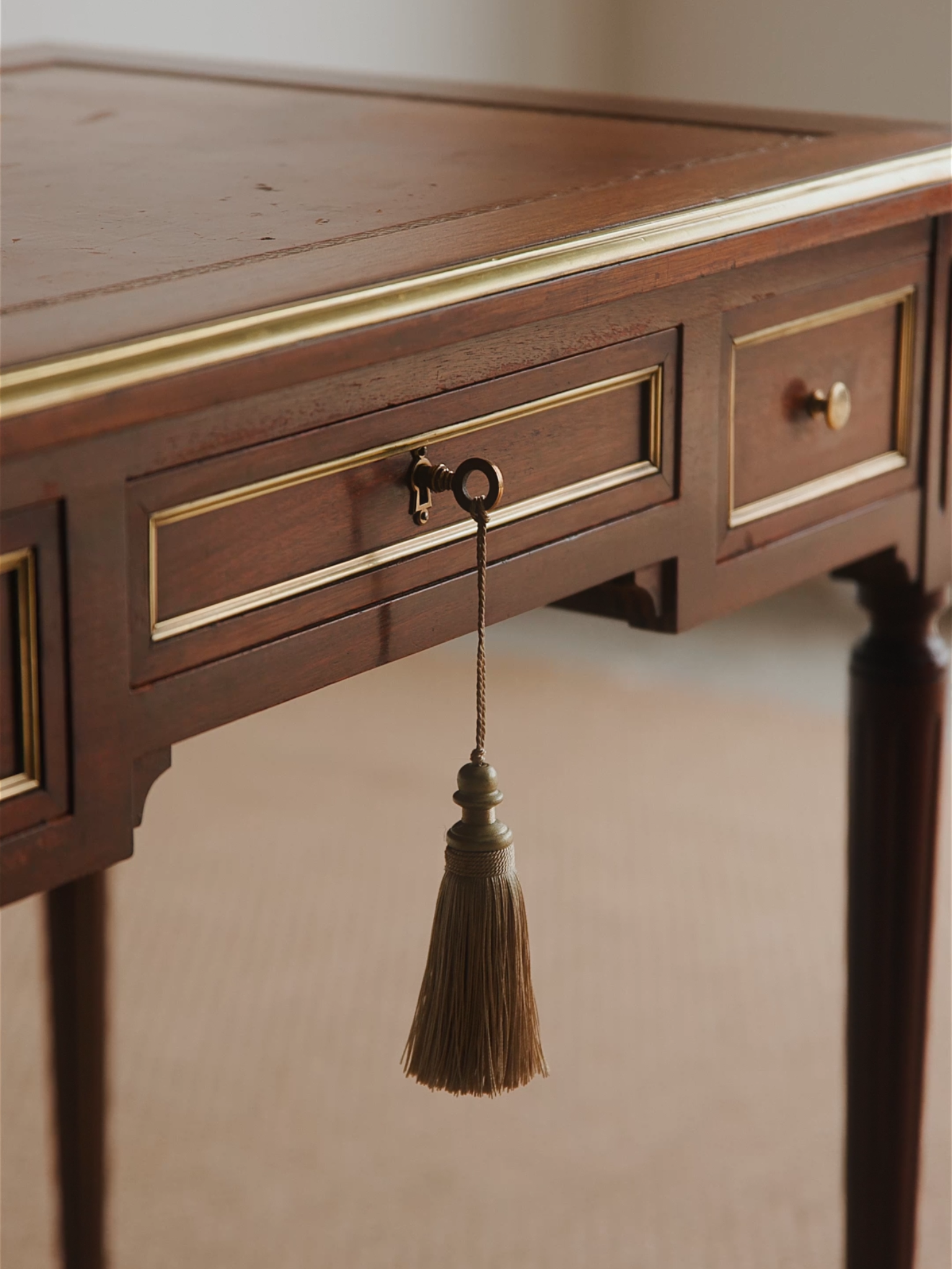 Louis XVI Partners Writing Desk with Dual Pull-Out Writing Slides