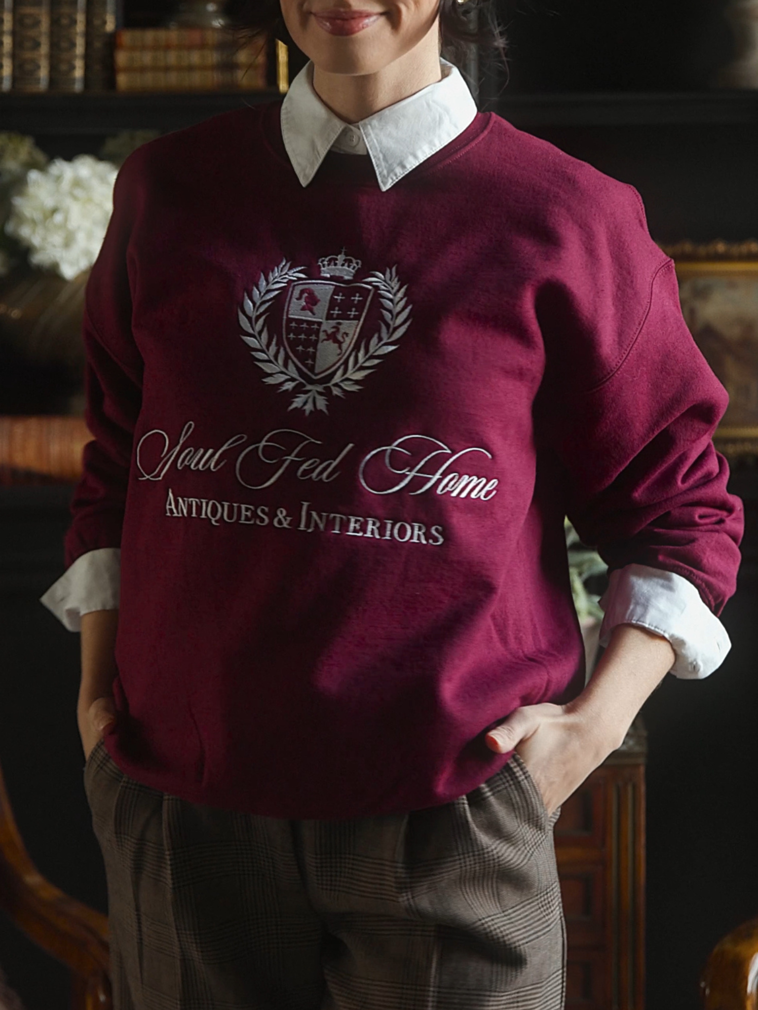 Soul Fed Home Heritage Crest Crewneck - Maroon