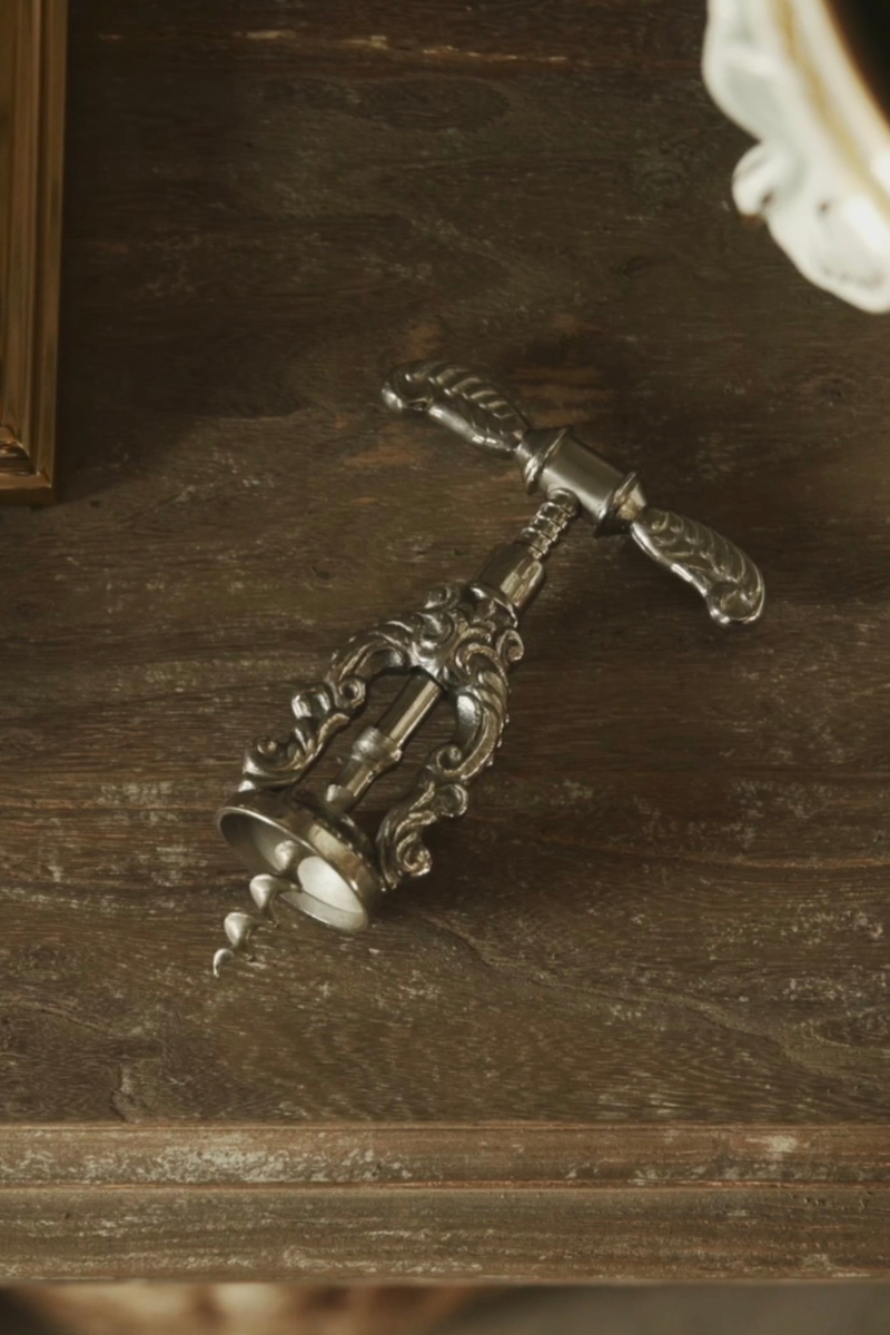 Ornate French-Style Metal Corkscrew – Baroque Revival Wine Key