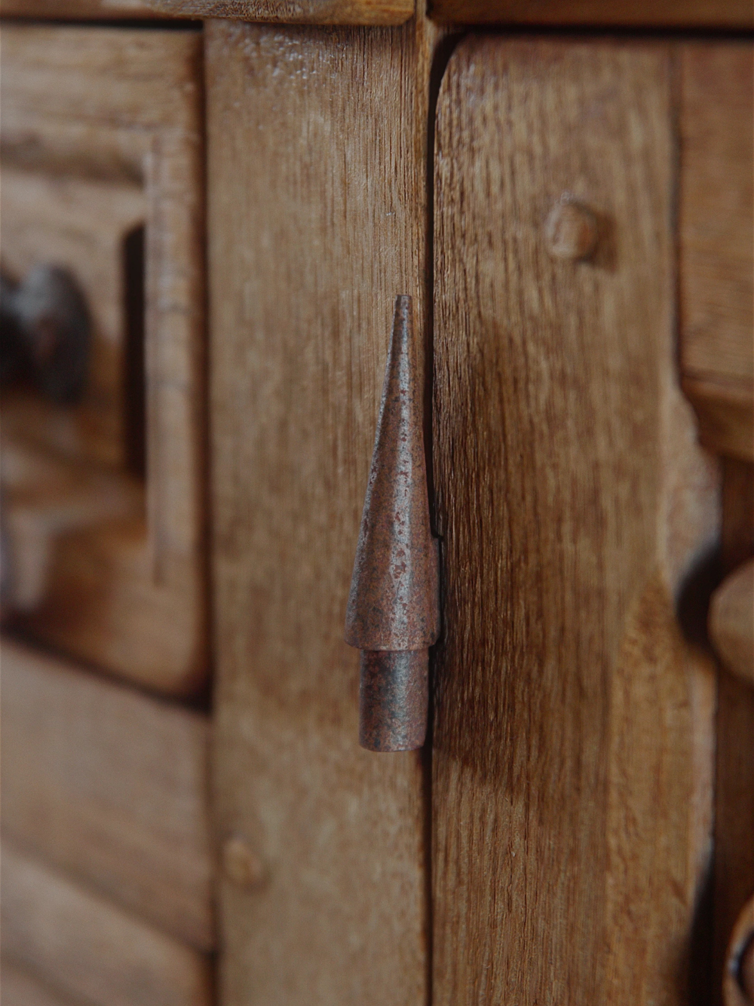 Spanish Renaissance Revival Carved Oak Sideboard with Original Key