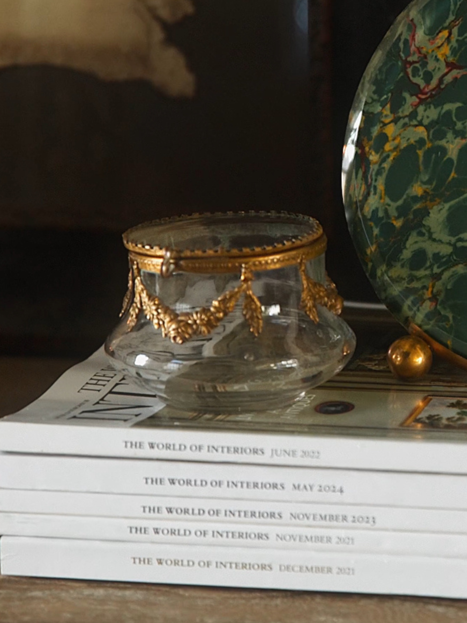 Petite French Gilt-Draped Glass Jar