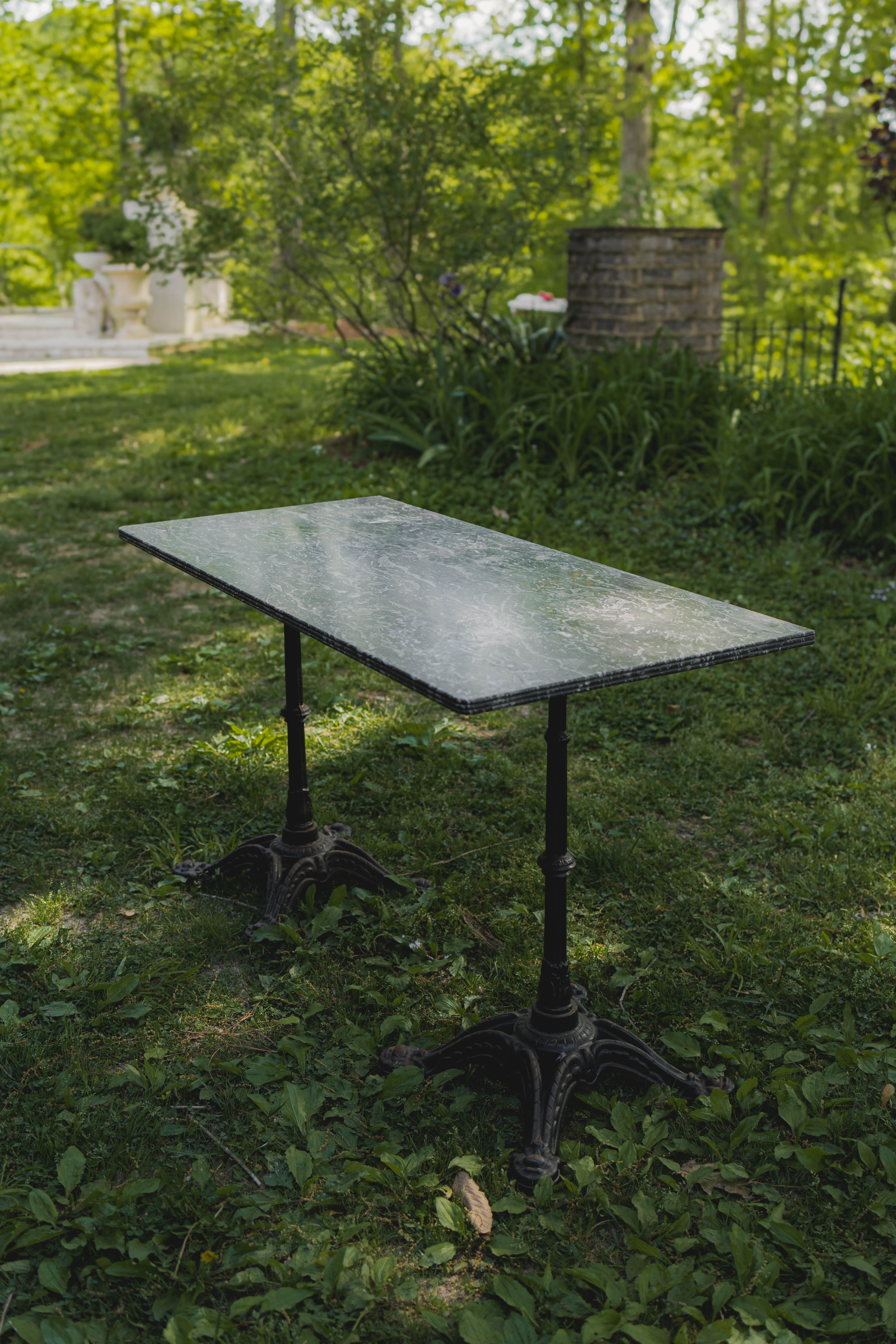 French Black Marble Top Garden Table