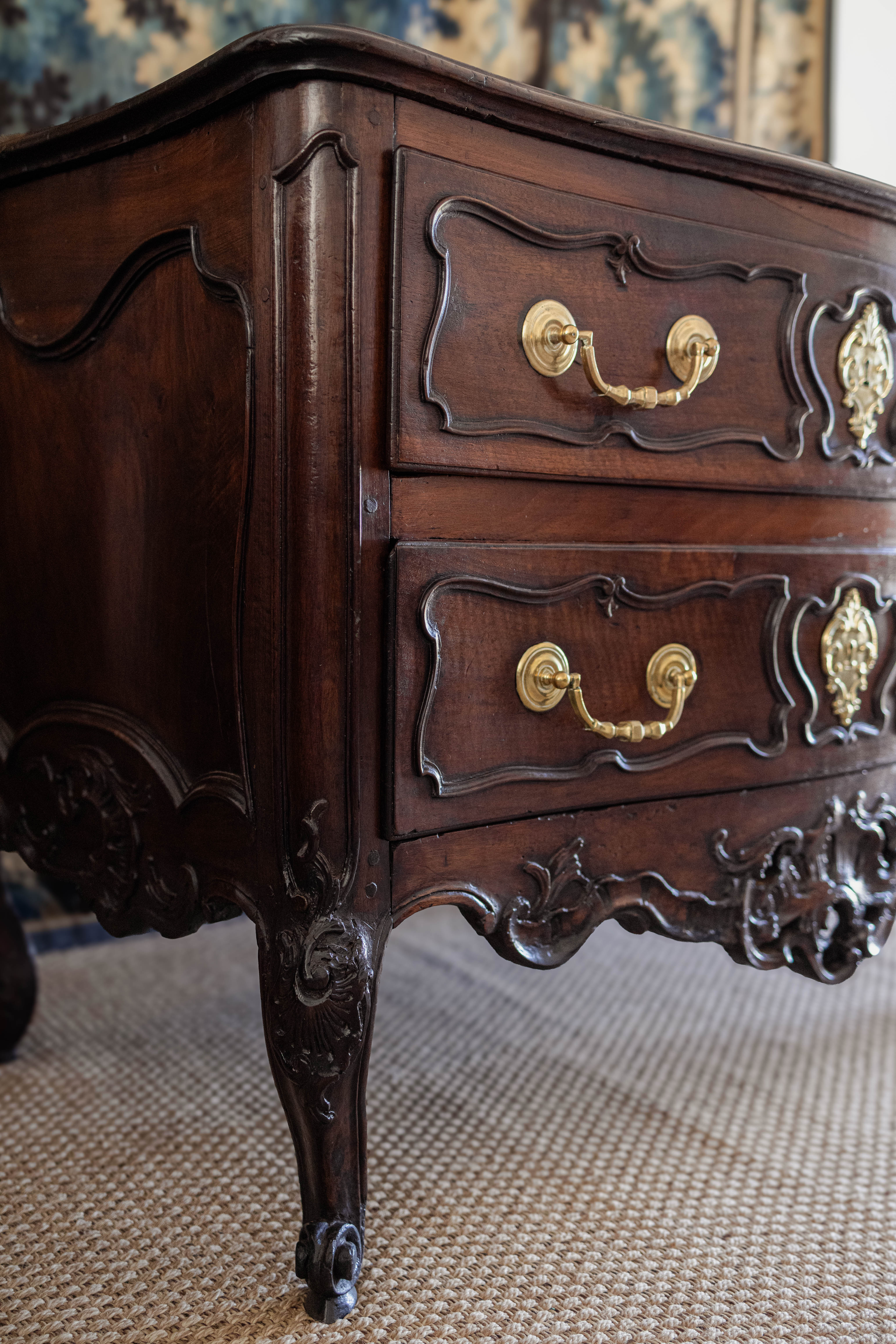 1740s Louis XV Carved Walnut Commode