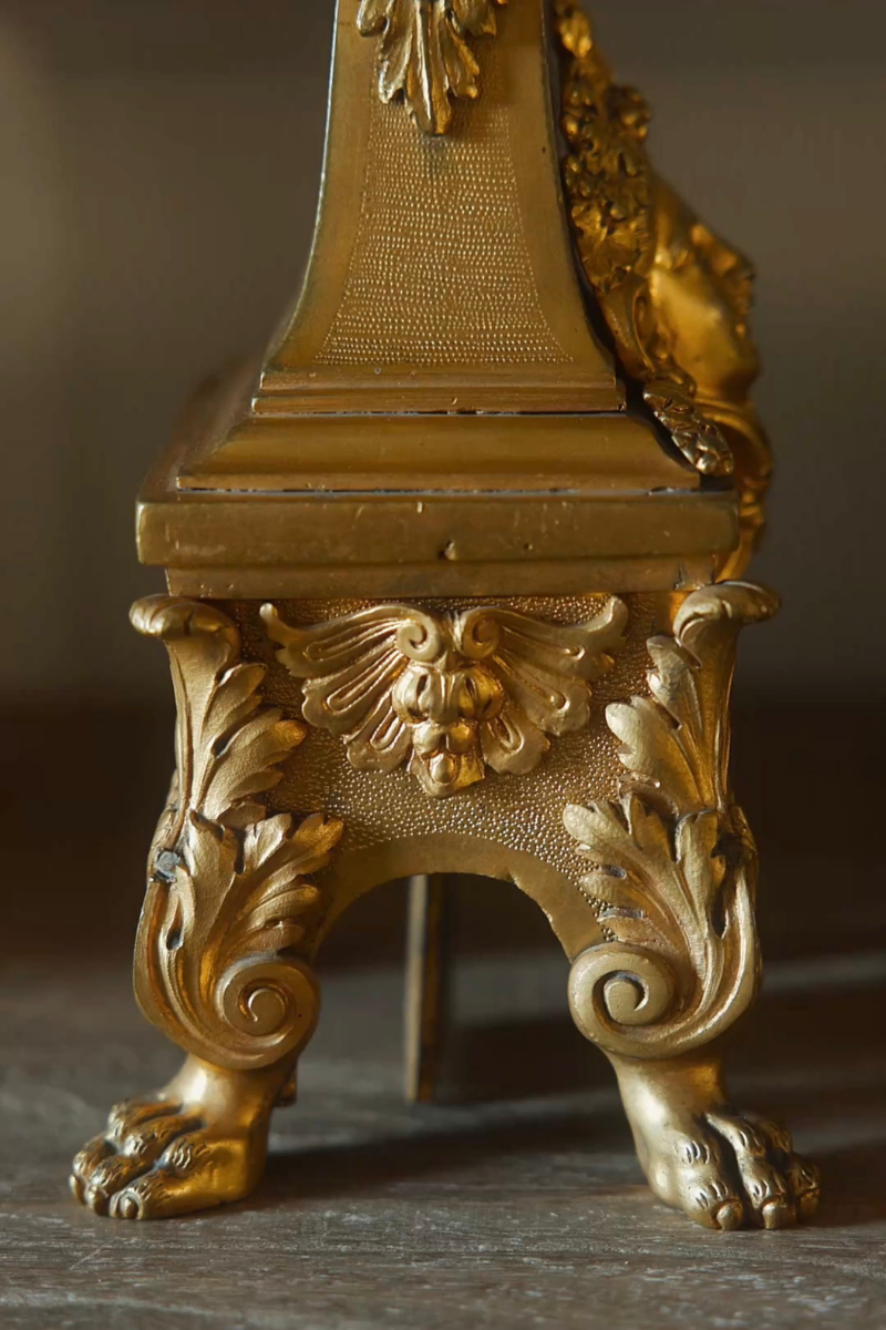 19th-Century French Gilt-Metal Andirons with Ram’s Heads