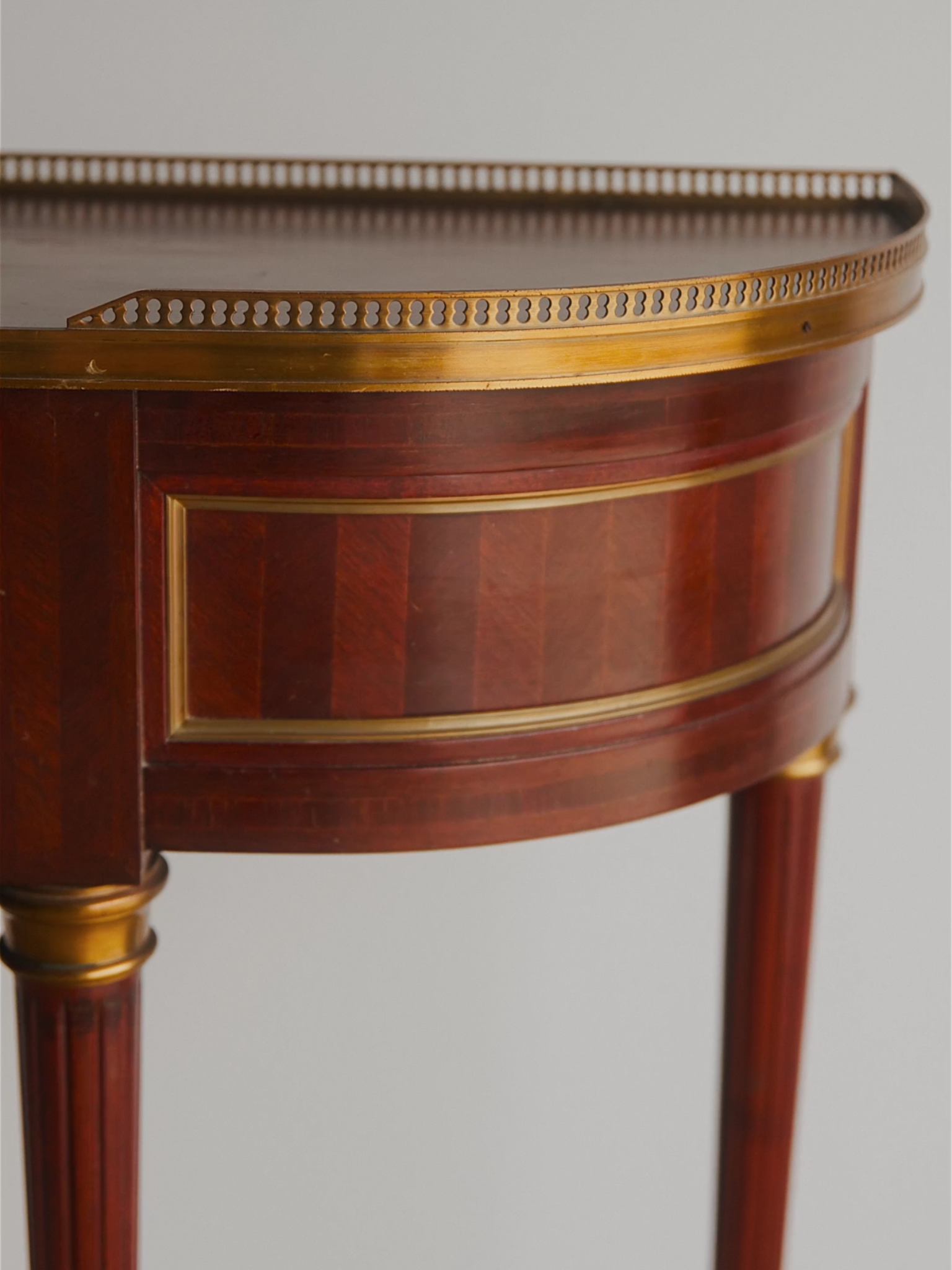 Louis XVI–Style Mahogany Console Table with Bronze Mounts & Dovetail Drawers