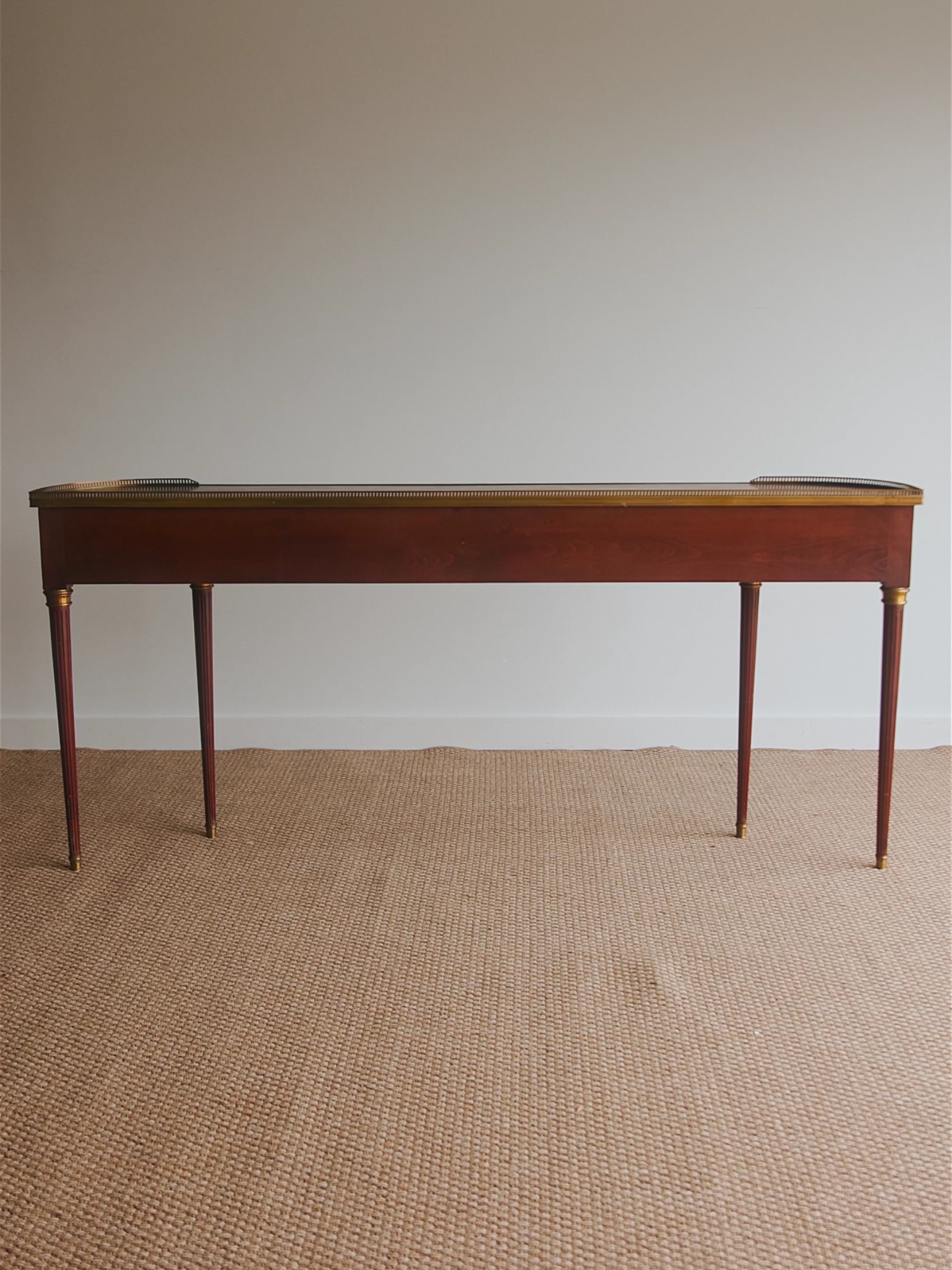 Louis XVI–Style Mahogany Console Table with Bronze Mounts & Dovetail Drawers