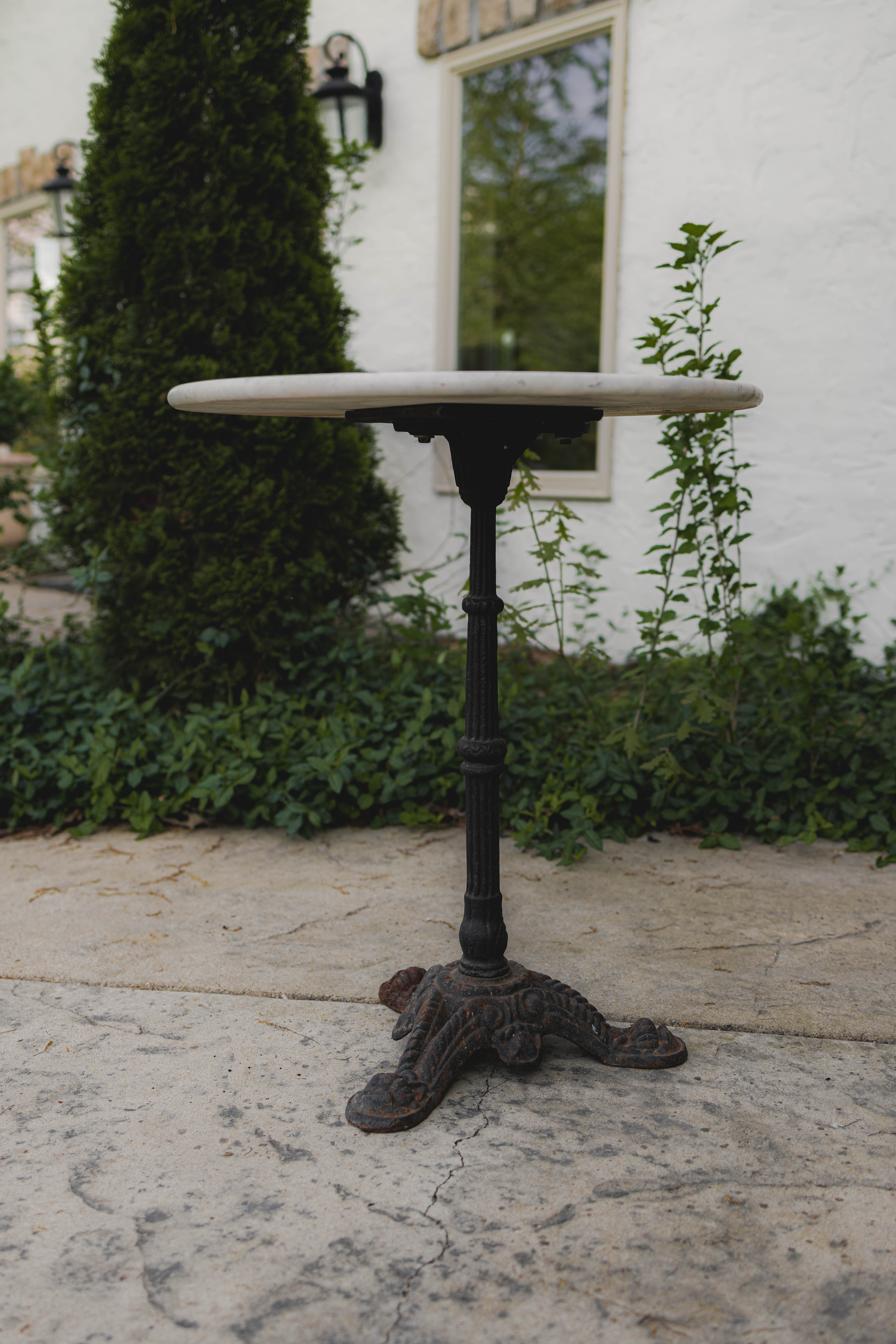 Antique French Marble Top Bistro Table