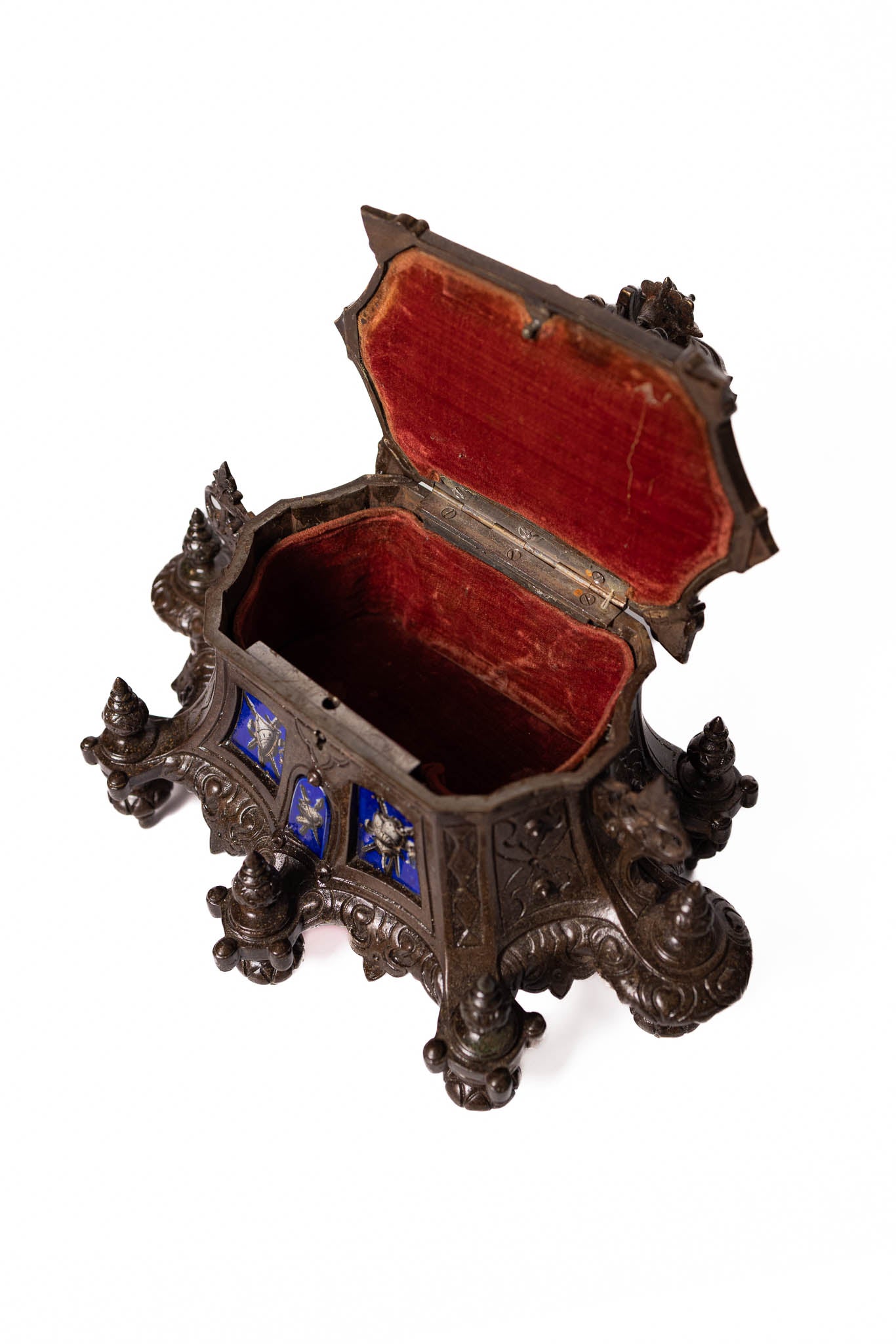 19th Century Casket With Hand Painted Porcelain Accents