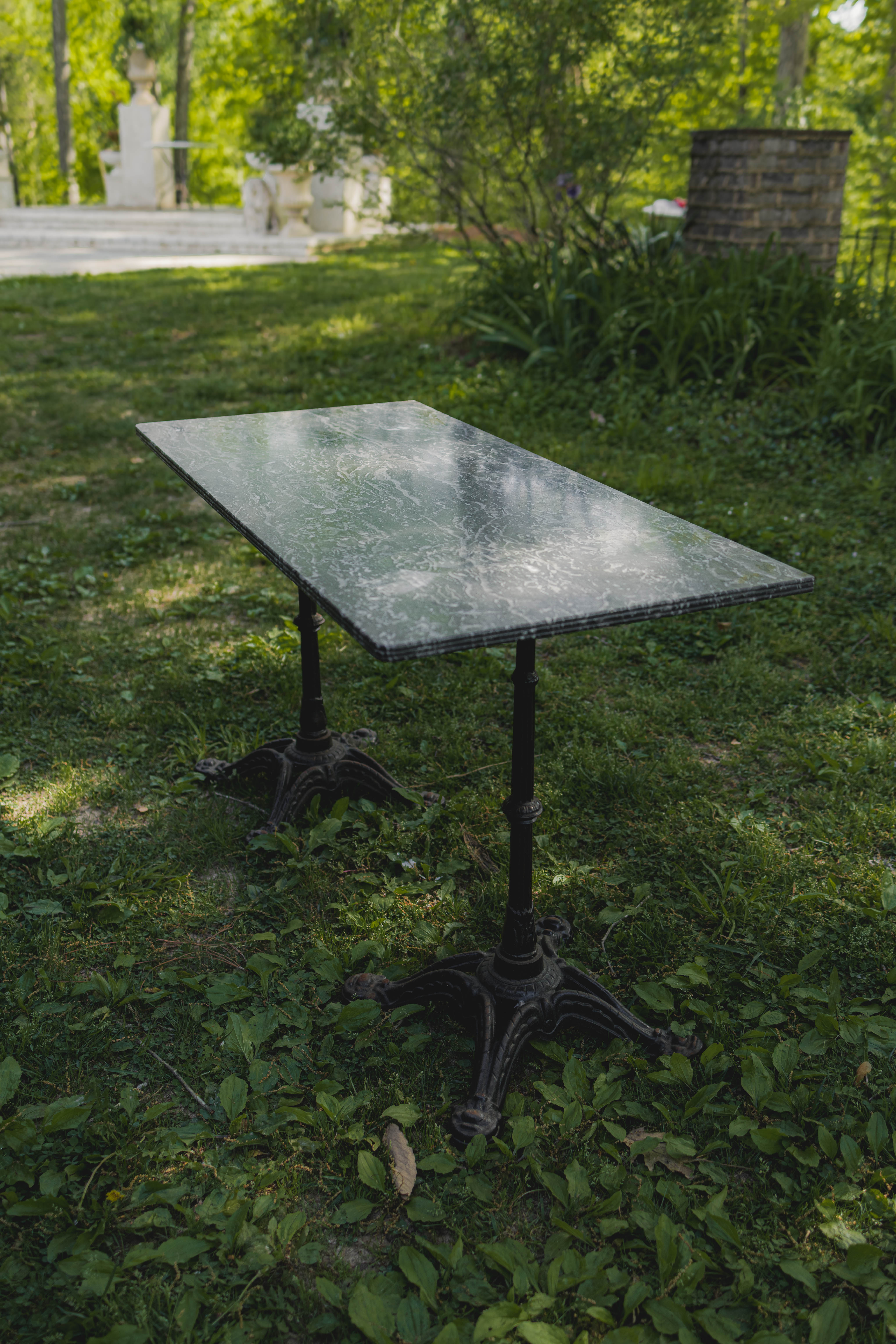 French Black Marble Top Garden Table