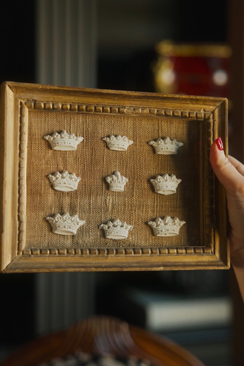 Framed Collection of Nine Heraldic Crown Reliefs