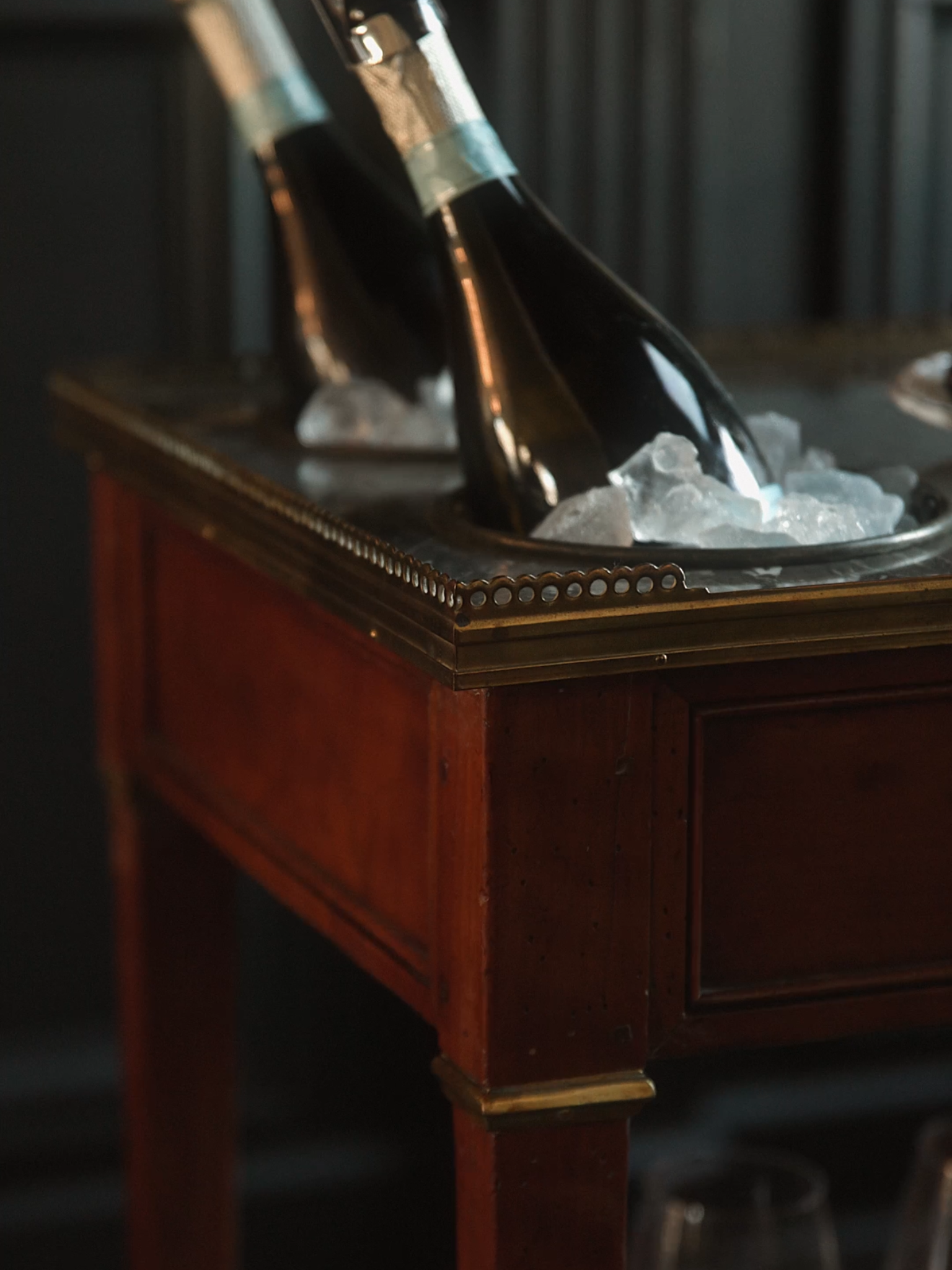 French Louis XVI Marble-Top Serving Table With Brass Gallery