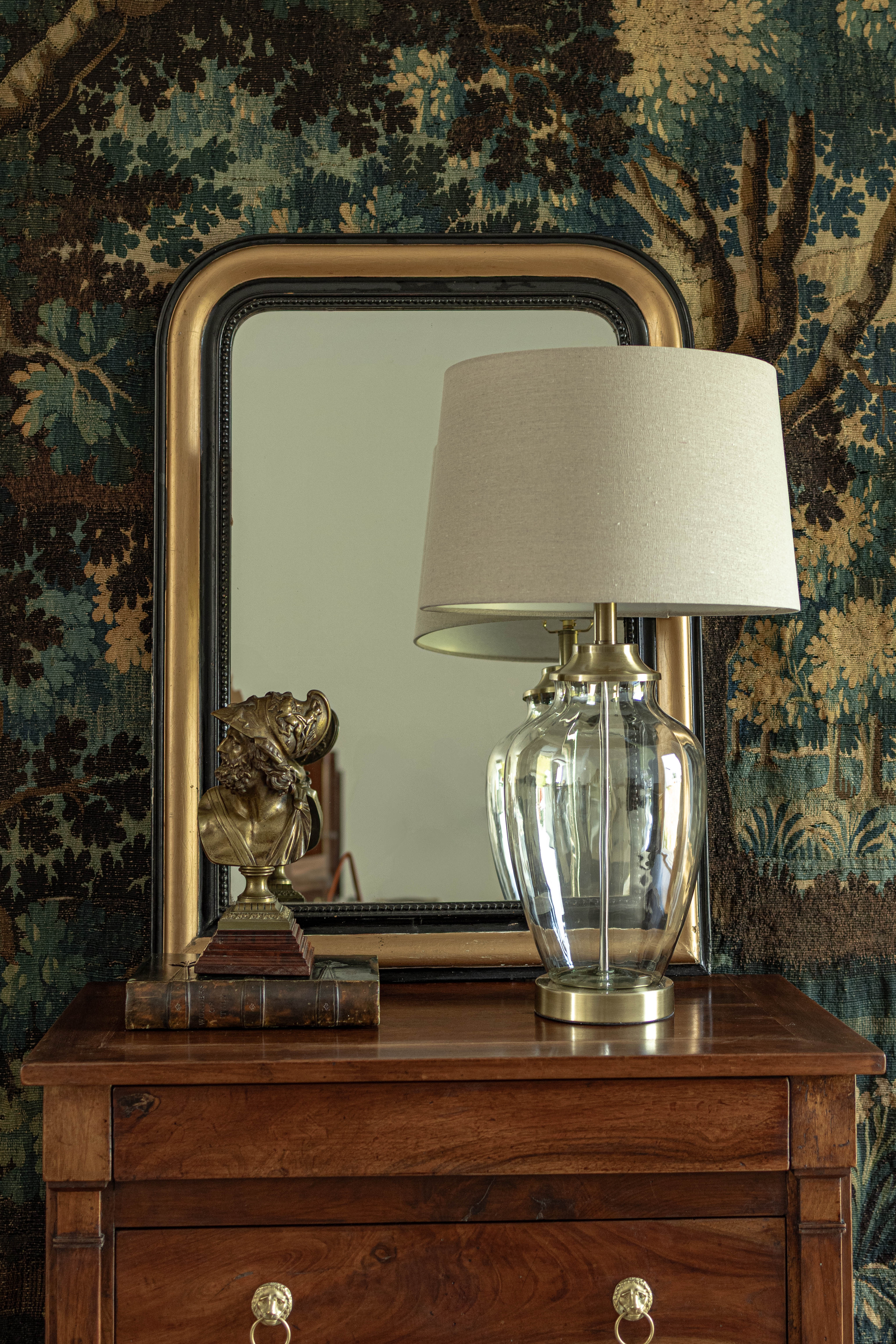 Antique Louis Philippe Mirror with Ebonized & Gilt Frame