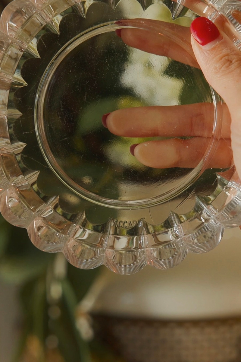 French Baccarat Crystal Scalloped Candle Dish