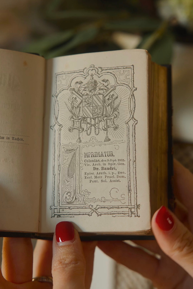 1877 German Catholic Prayer Book with Embossed Gilt Binding