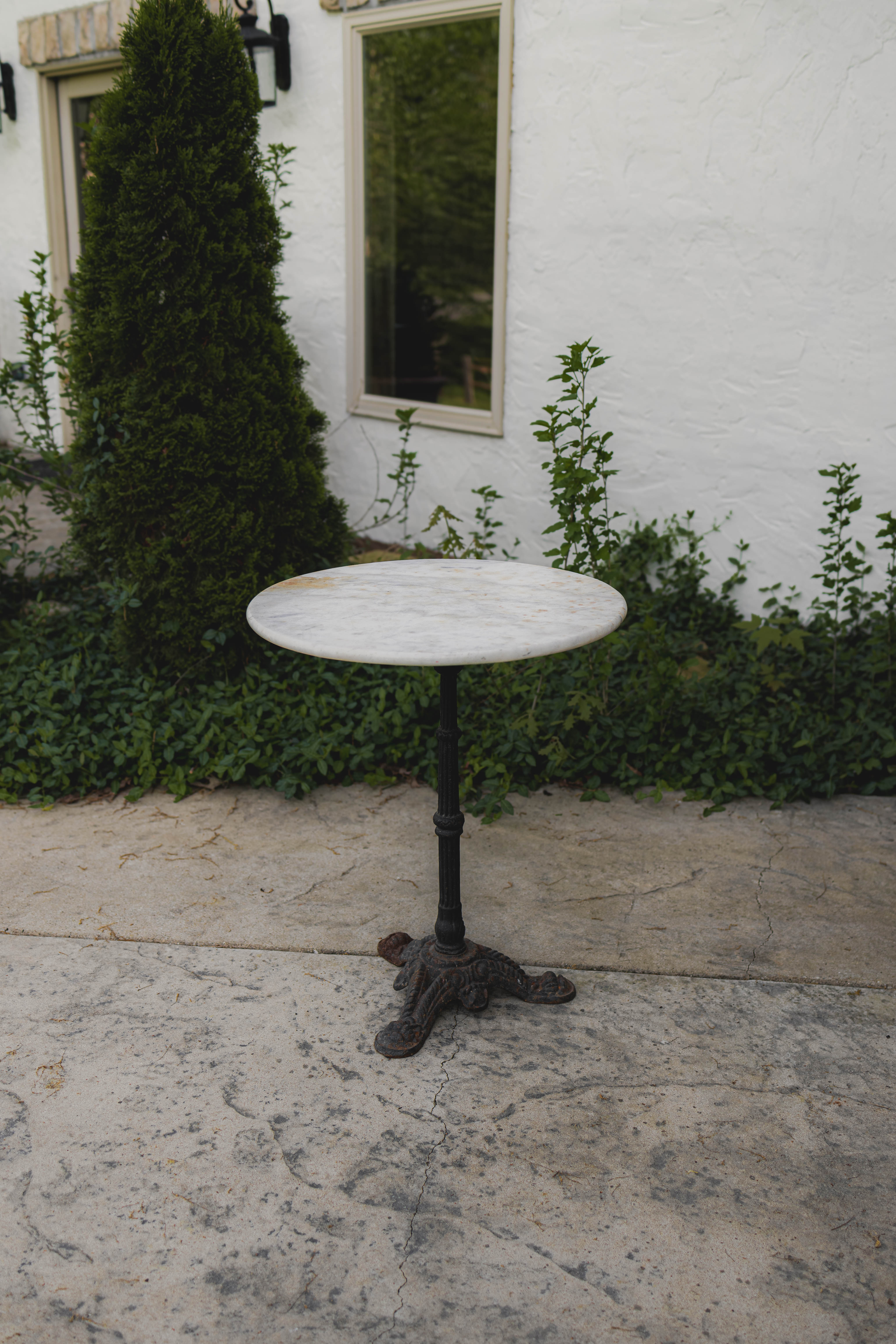 Antique French Marble Top Bistro Table