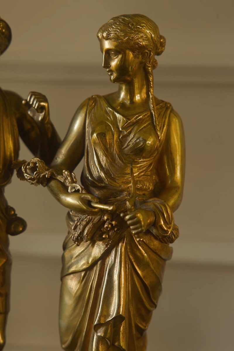 19th-Century Bronze Allegorical Group with Mercury