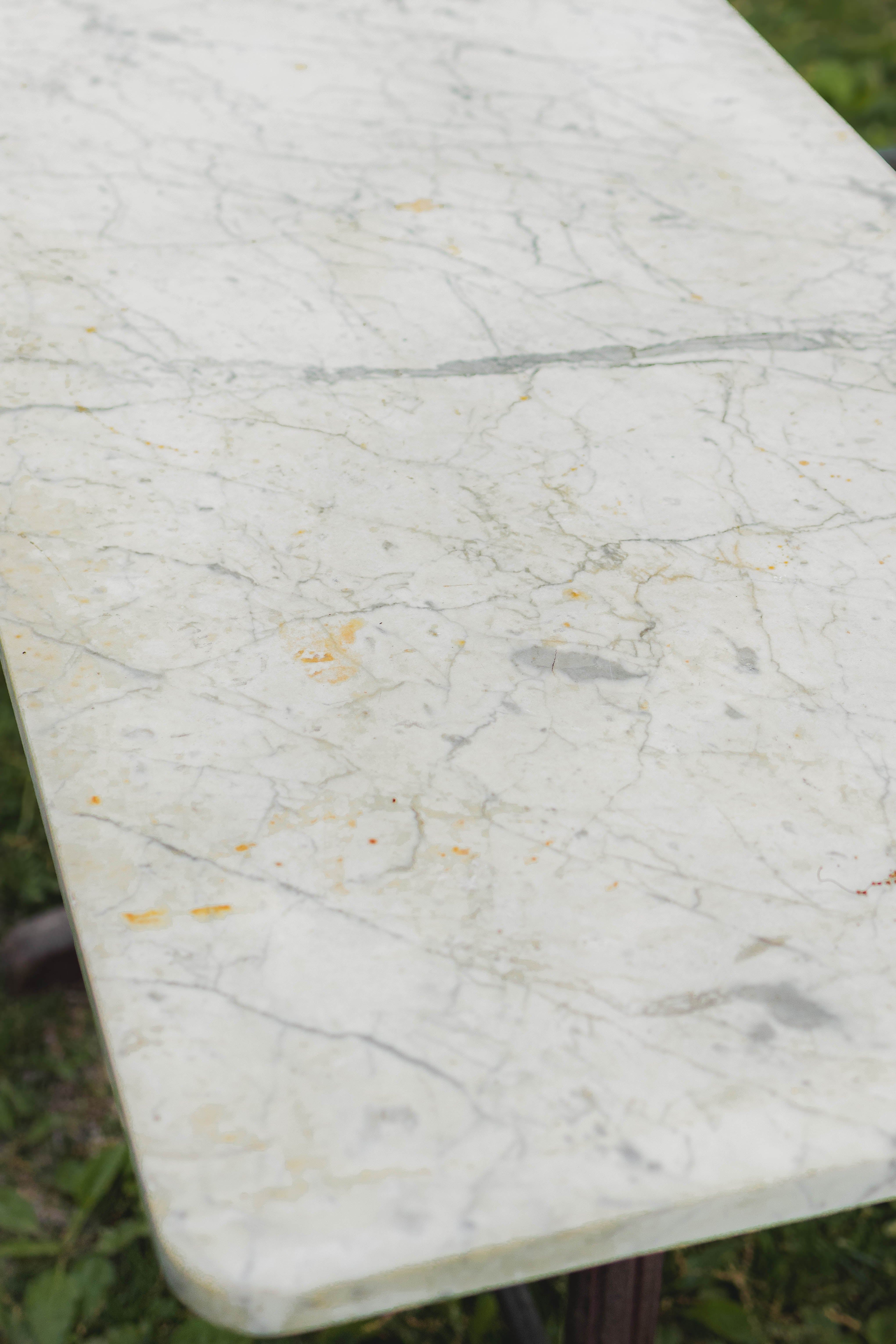 White Marble Top Garden Table