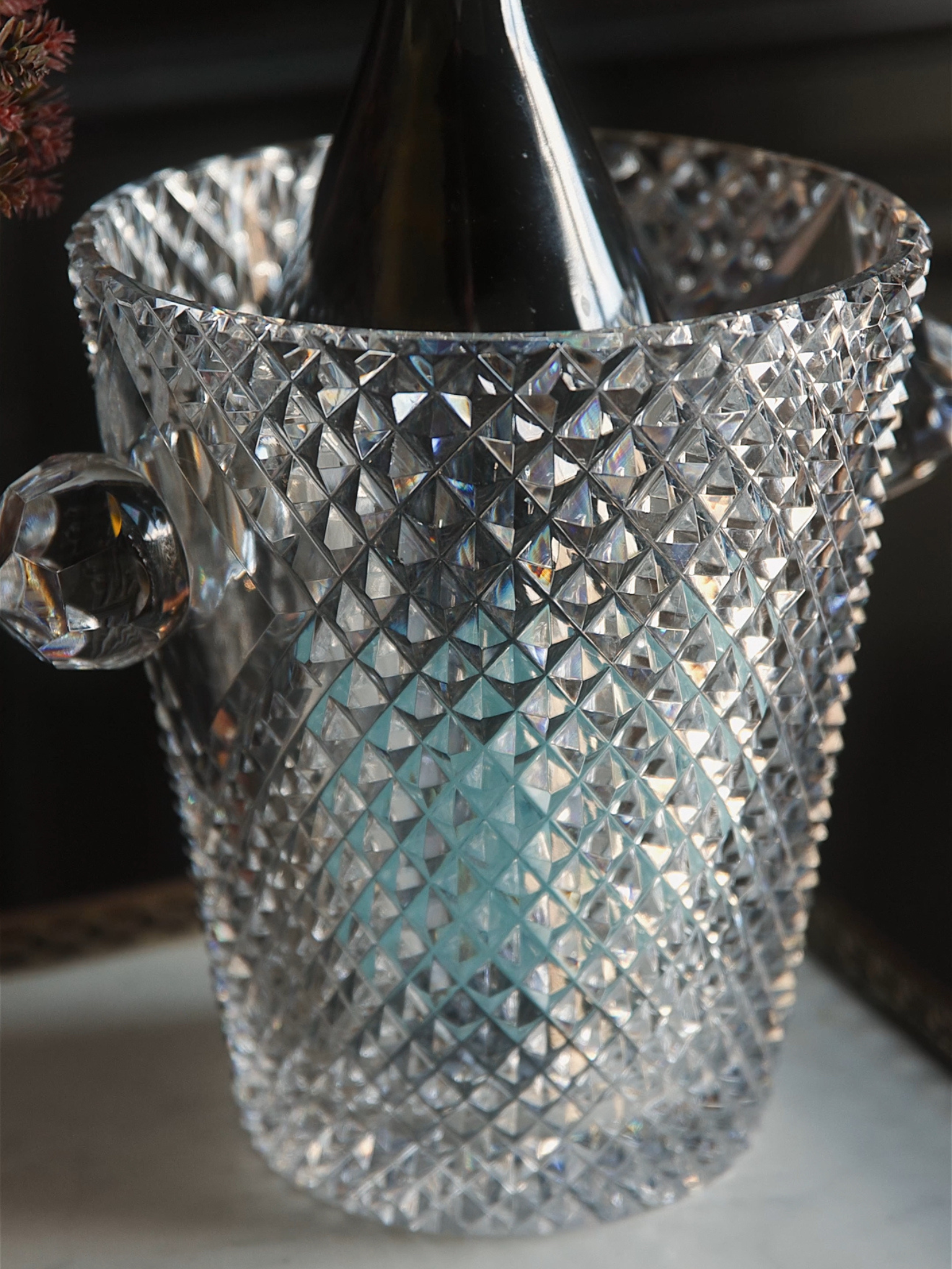 Large Cut Crystal Champagne Bucket