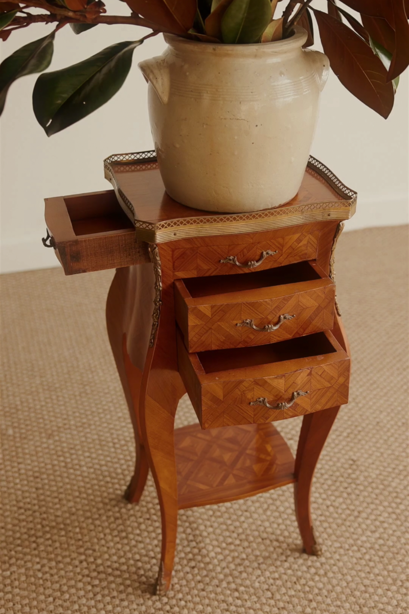19th Century French Louis XV–Style Parquetry Side Table