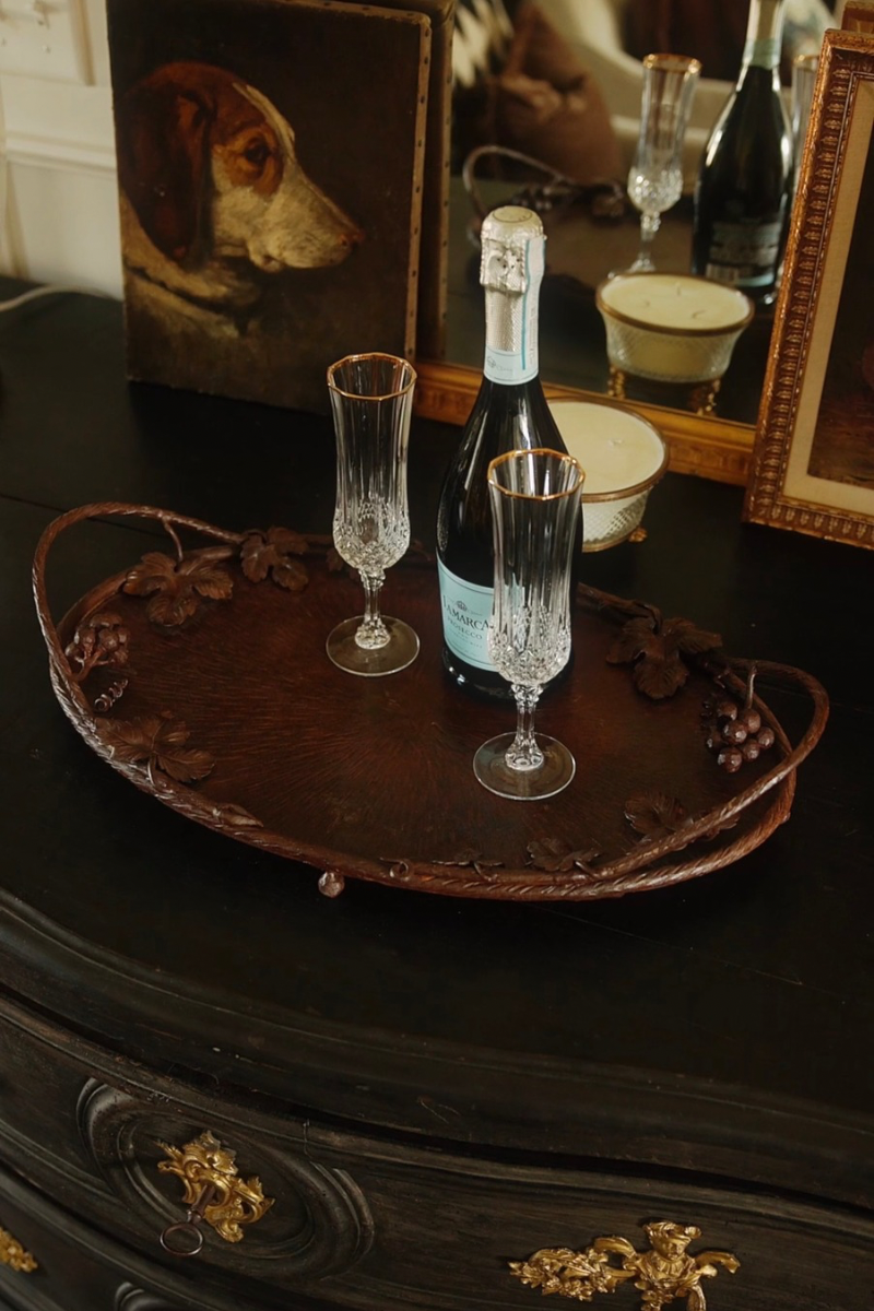 19th-Century Iron Wine Tray with Sculpted Grapevines