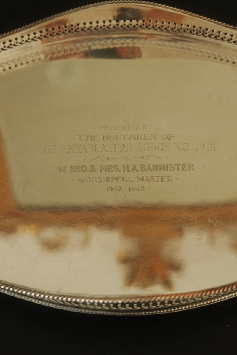 1947-1948 English Masonic Silver-Plated Presentation Tray