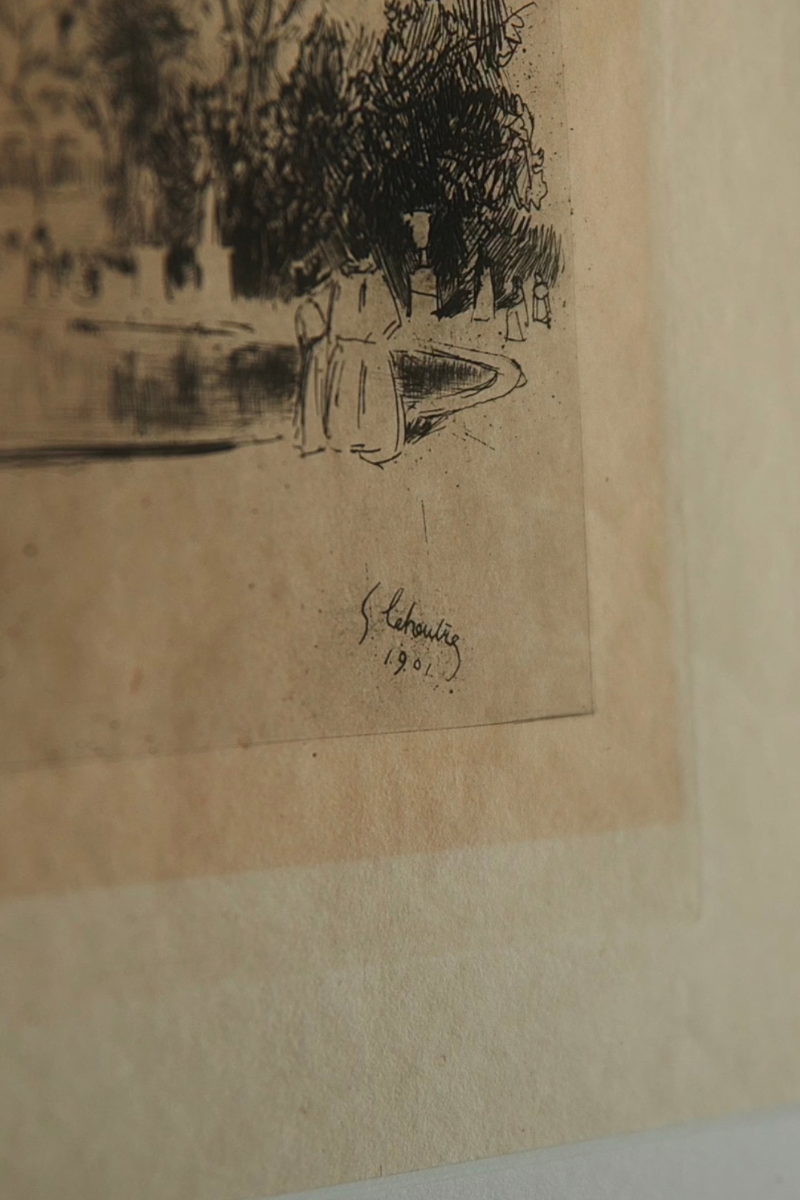 Early 20th Century Parisian Street Scene Etching - Signed & Dated 1901