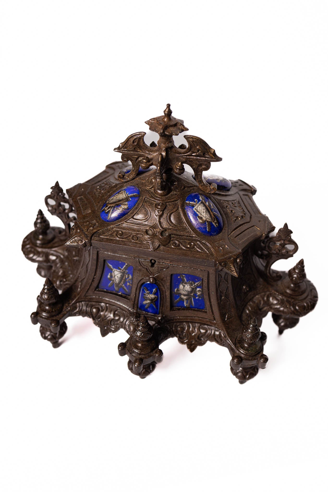 19th Century Casket With Hand Painted Porcelain Accents