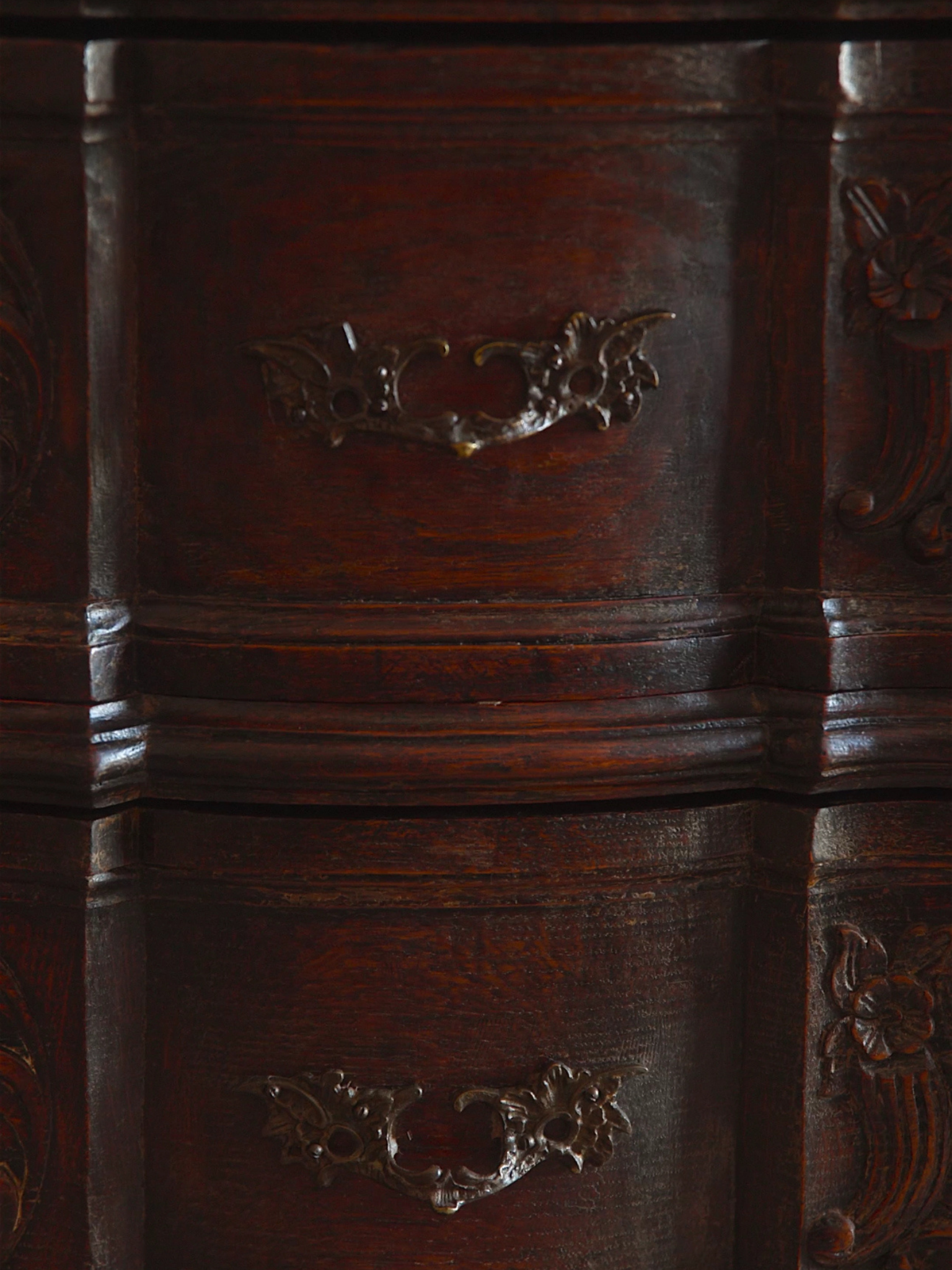French Rococo Revival Commode with Floral Carvings and Cabriole Legs