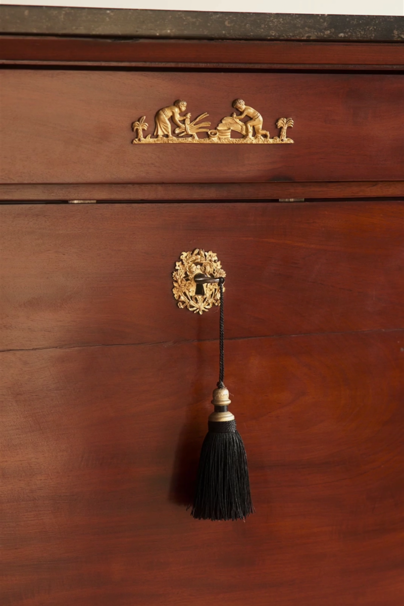 19th Century French Empire Mahogany Secrétaire à Abattant with Marble Top