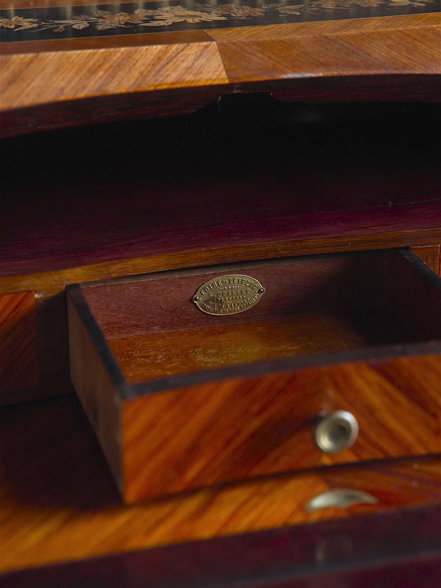 Louis XV Style Marquetry Bureau de Dame by E. Quilet, Paris